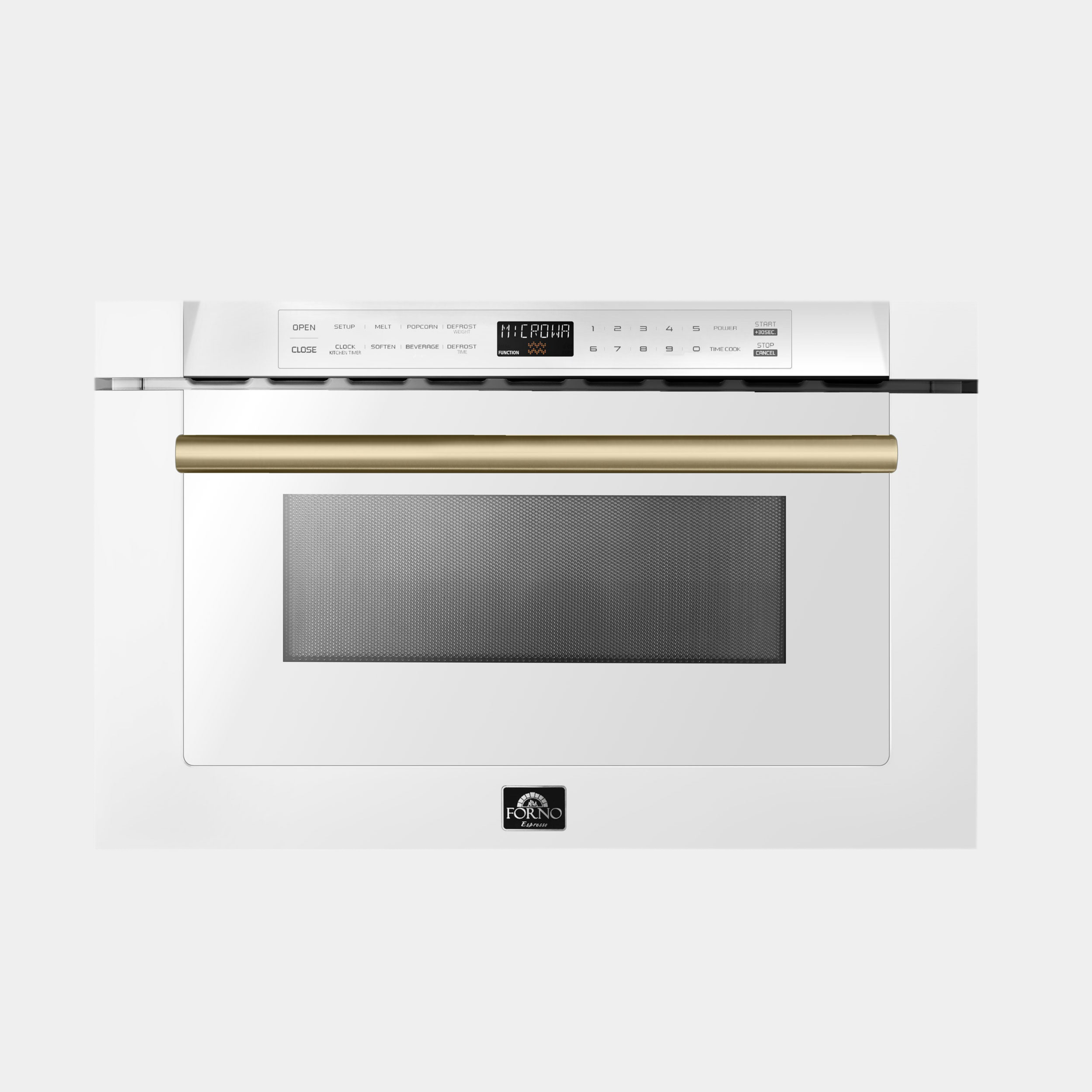 Forno Capoliveri Espresso 24-Inch Microwave Drawer, White, 1.2 cu.ft, 1000 Watts, Built-In, Touch Control LCD Display, Auto-Touch Open/Close, 11 Power Levels, Sensor Cooking