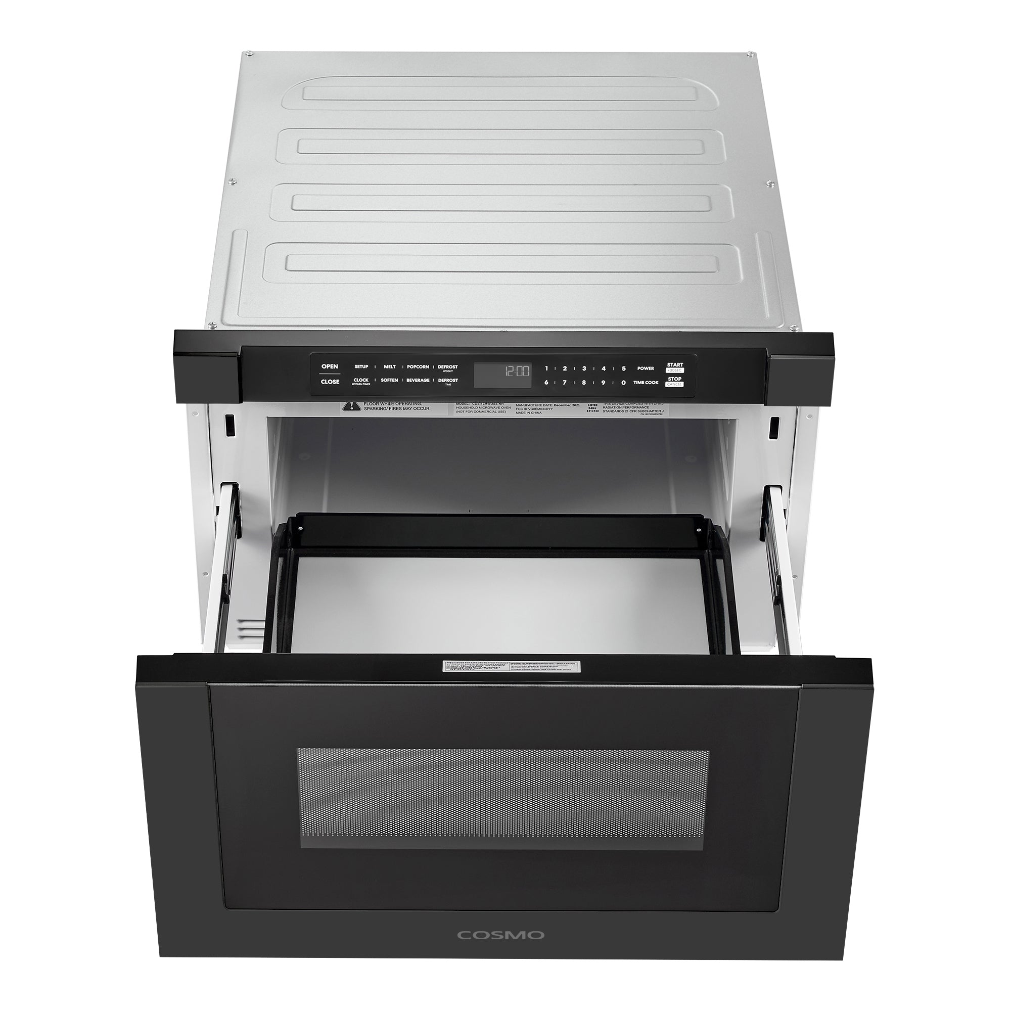 Cosmo Haven 24 in. 1.2 cu.ft Black Built-in Microwave Drawer with Automatic Door | COS-12MWDBK-NH