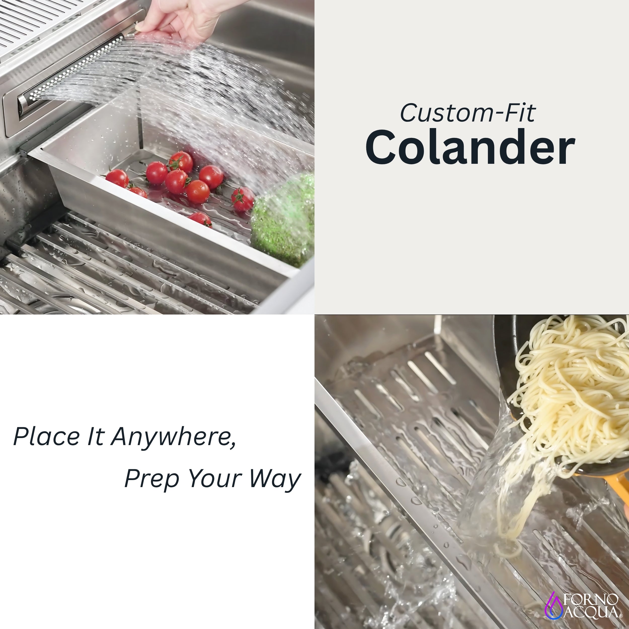 FORNO ACQUA MultiSINK kit with Integrated Waterfall Rinsing and Glass Washing Station. Includes Chef Faucet and Accessories.