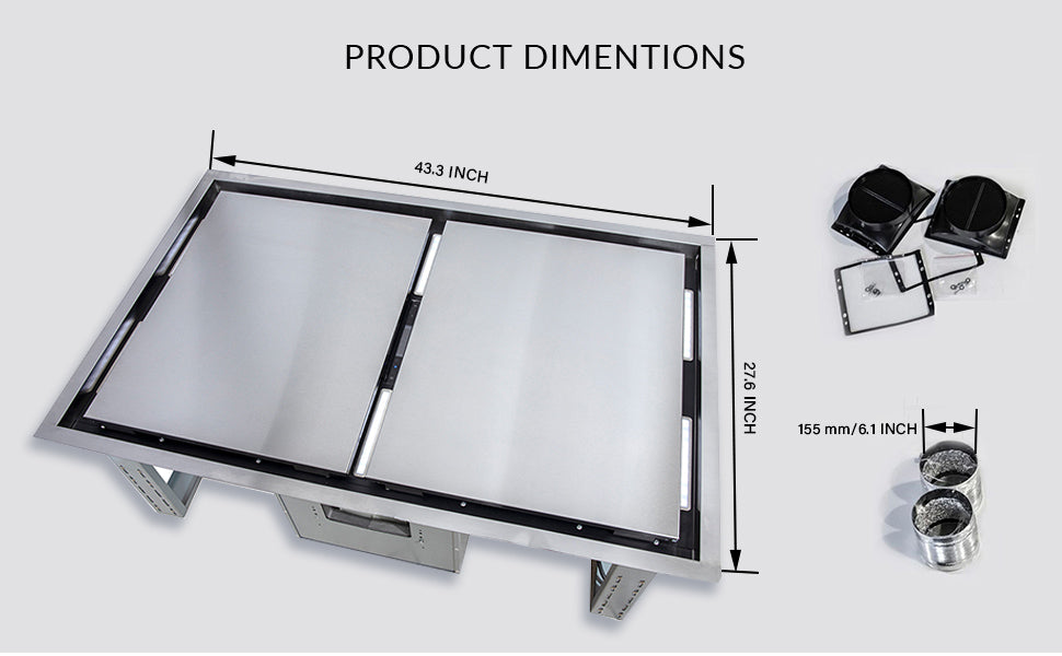 Forno Arezzo 44 in. 1200 CFM Stainless Steel Ceiling Mount Range Hood with Remote Control | FRHRE5312-44