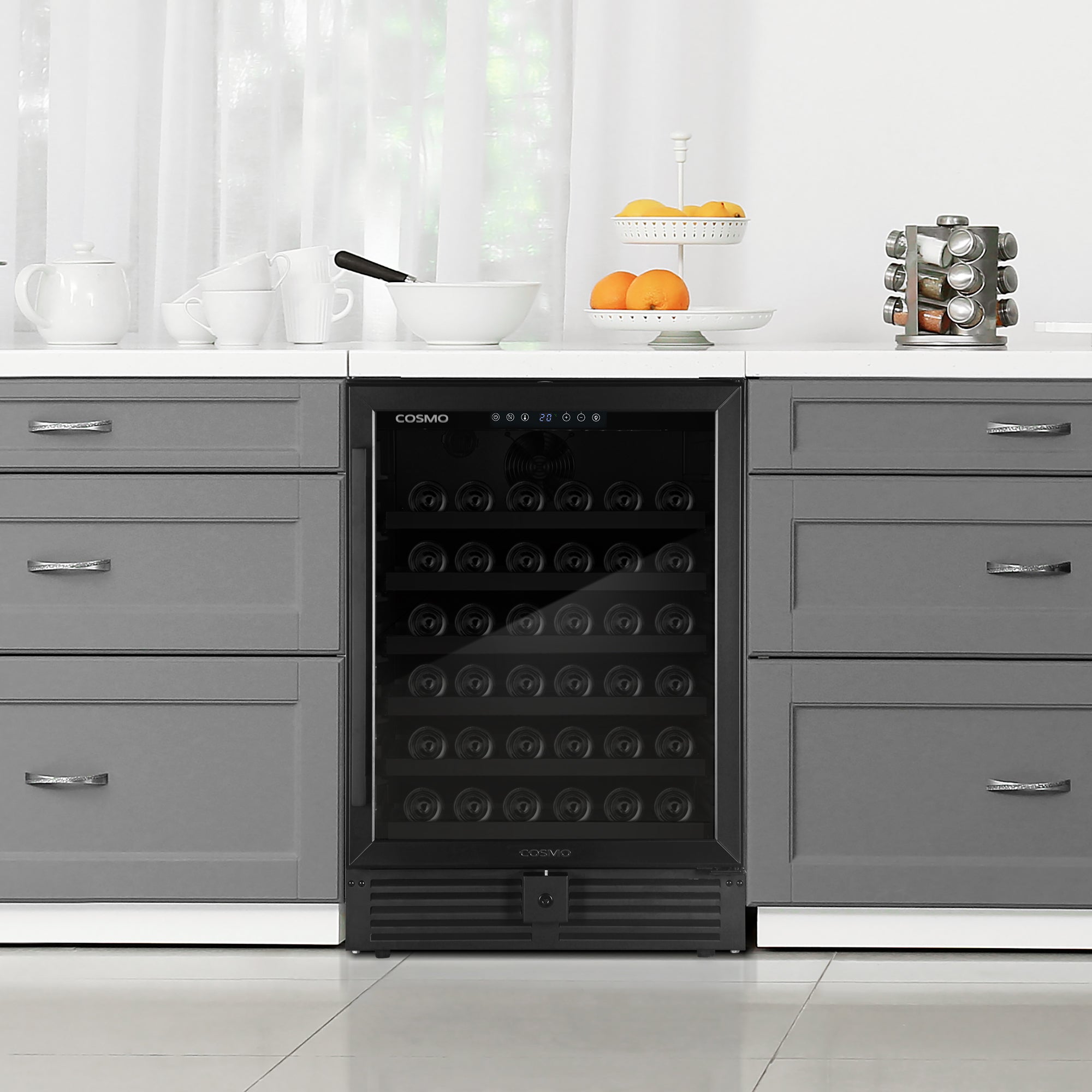 Cosmo Lumin 24 in. 52-Bottle Black Single Zone Wine Cooler | COS-24BIWCS-BK