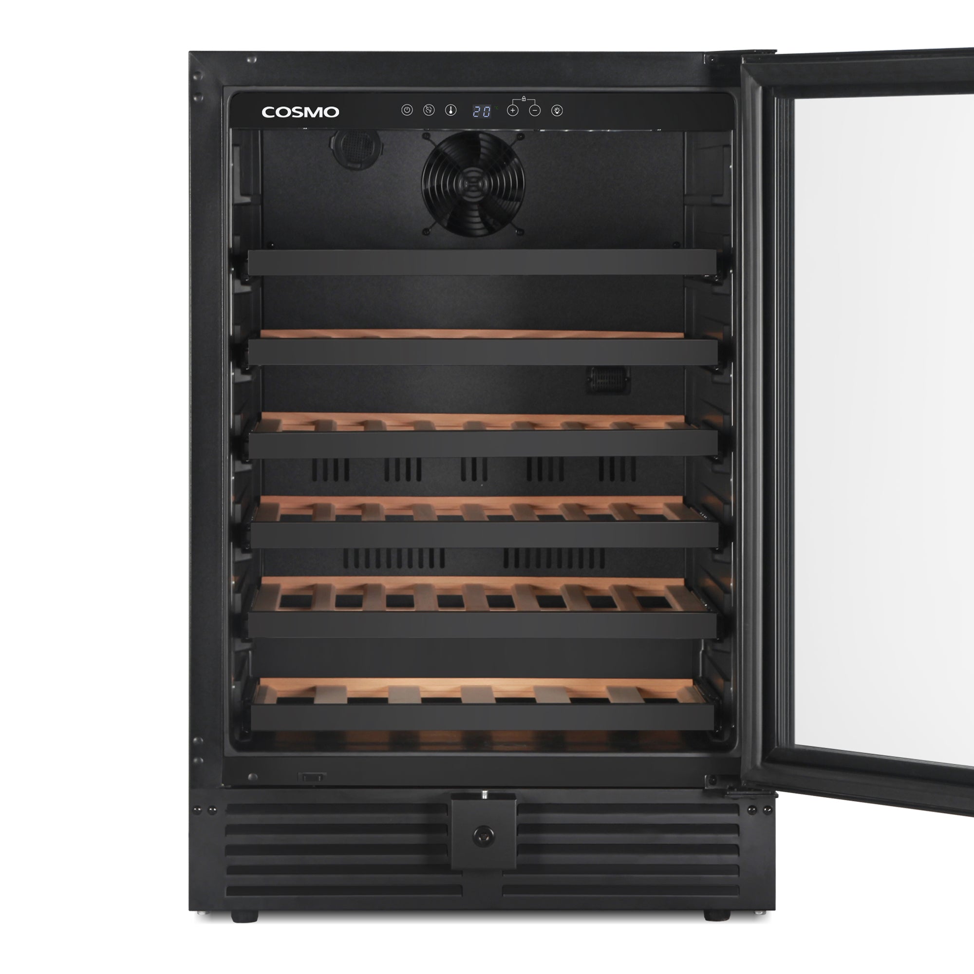 Cosmo Lumin 24 in. 52-Bottle Black Single Zone Wine Cooler | COS-24BIWCS-BK
