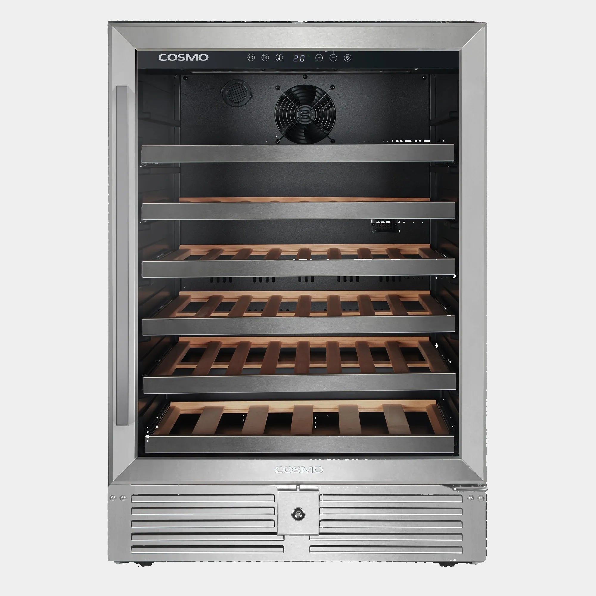 Cosmo Lumin 24 in. 48-Bottle Stainless Steel Single Zone Wine Cooler | COS-24BIWCS