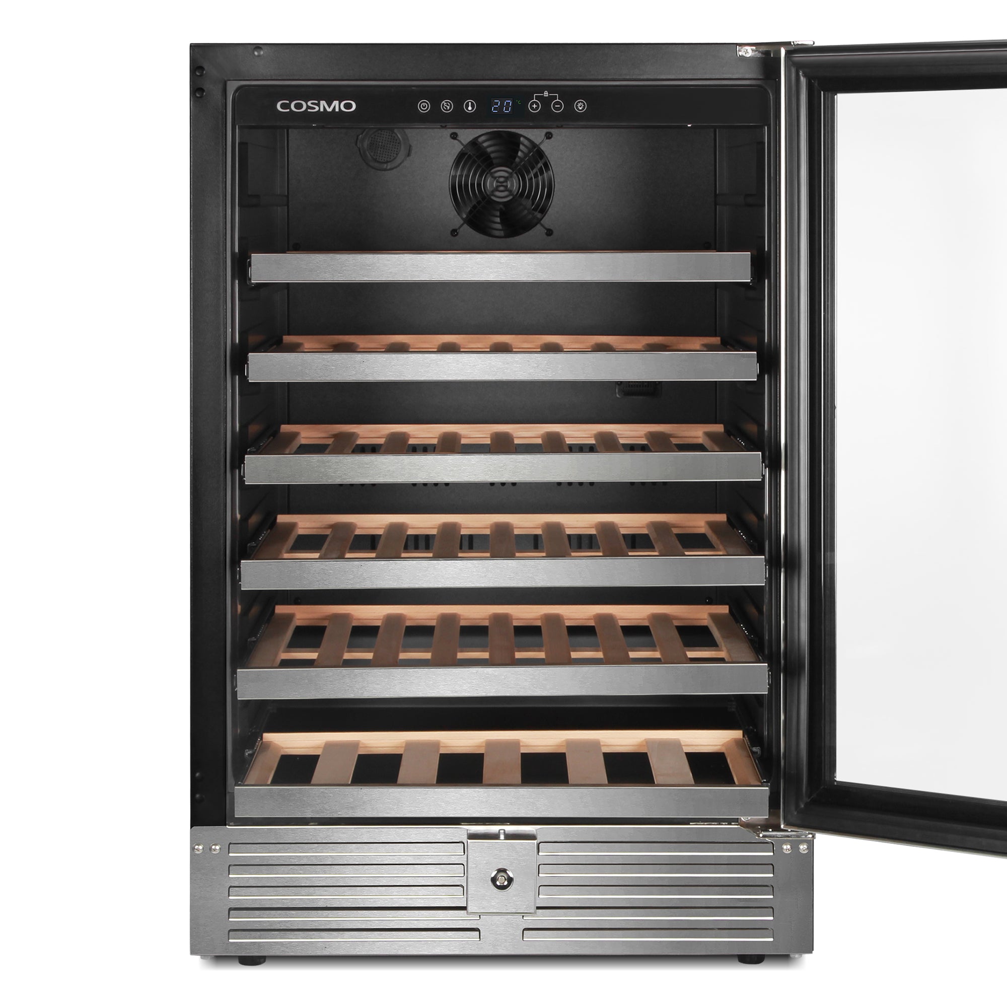 Cosmo Lumin 24 in. 48-Bottle Stainless Steel Single Zone Wine Cooler | COS-24BIWCS