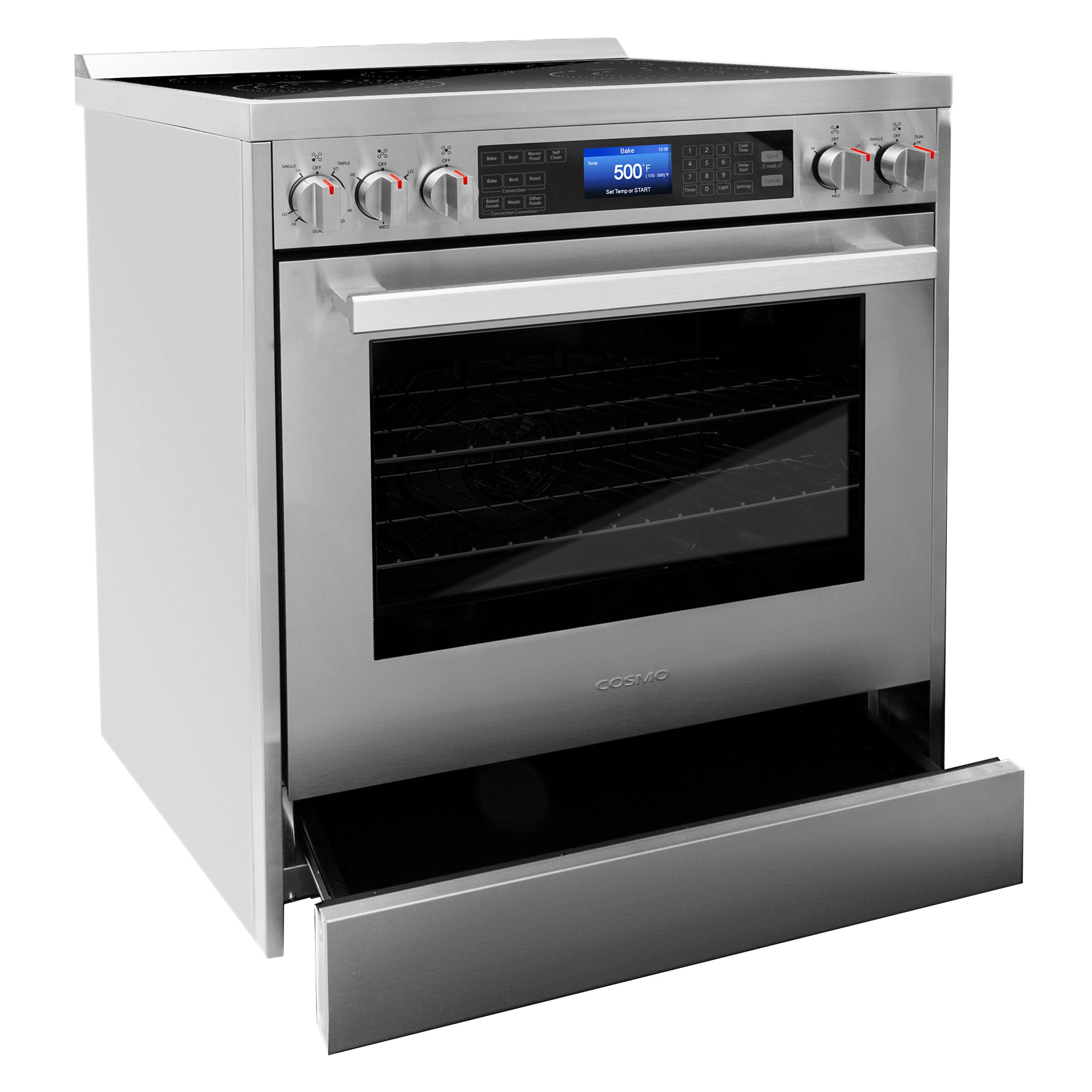 Cosmo Package - 30 in. Electric Range, Dishwasher, Refrigerator, Wine Cooler and Microwave | COS-5PKG-238