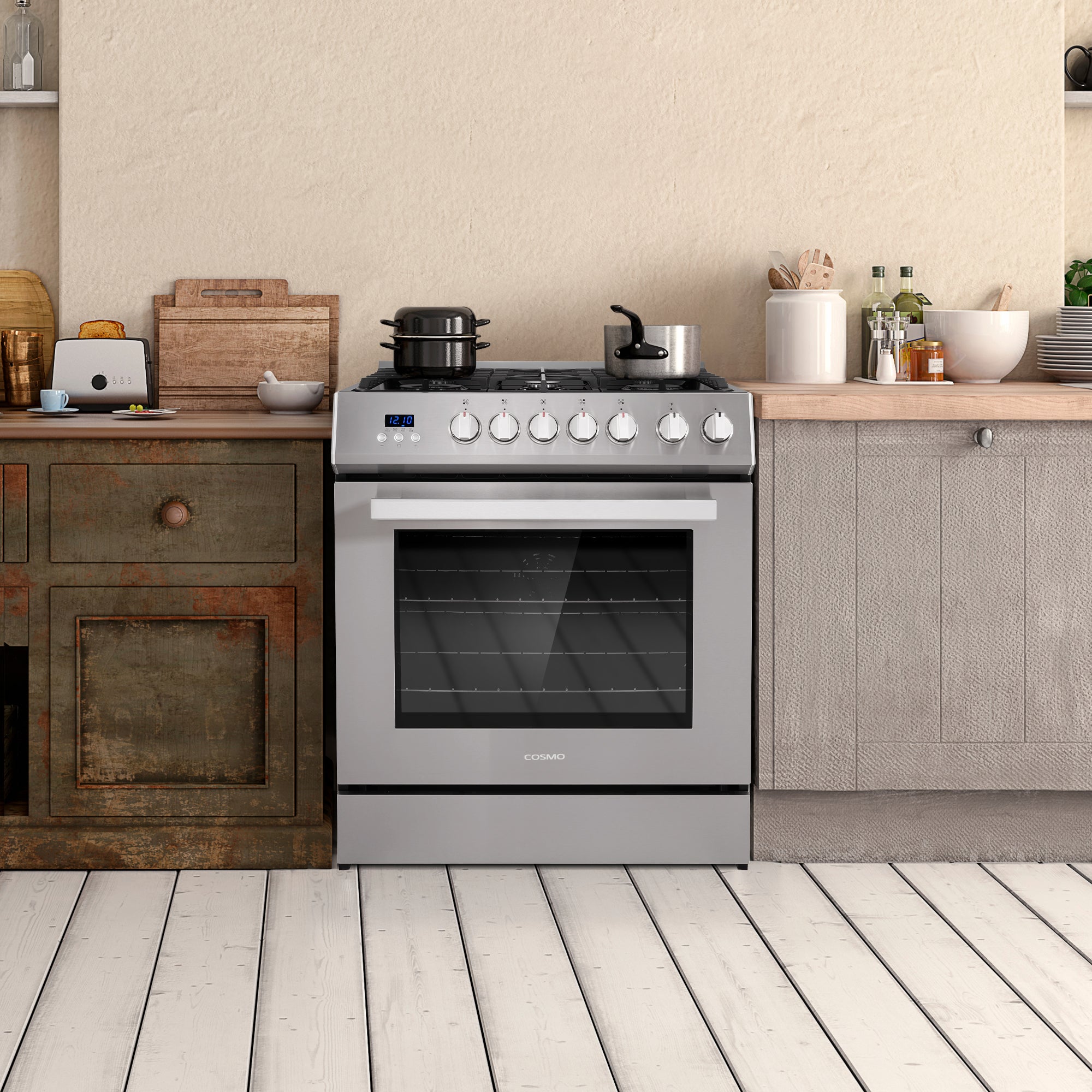 Cosmo Nebula 30 in. 5.0 cu. ft. 5-Burner Stainless Steel Gas Range with Storage Drawer | COS-305AGC