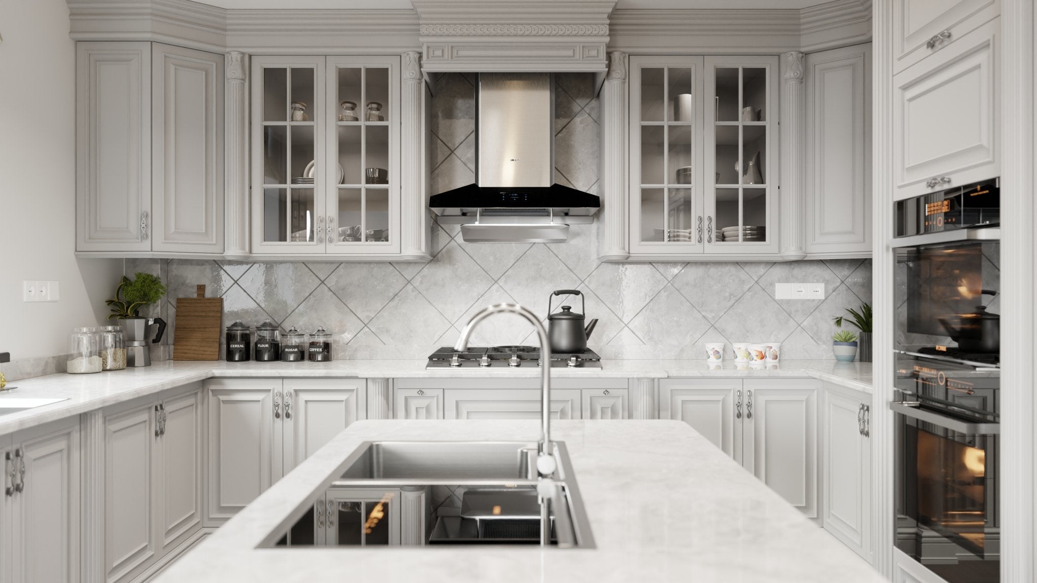 Fotile Perimeter Vent Series 36 in. 1300 CFM Stainless Steel Wall Mount Range Hood with Touchscreen | EMG9050