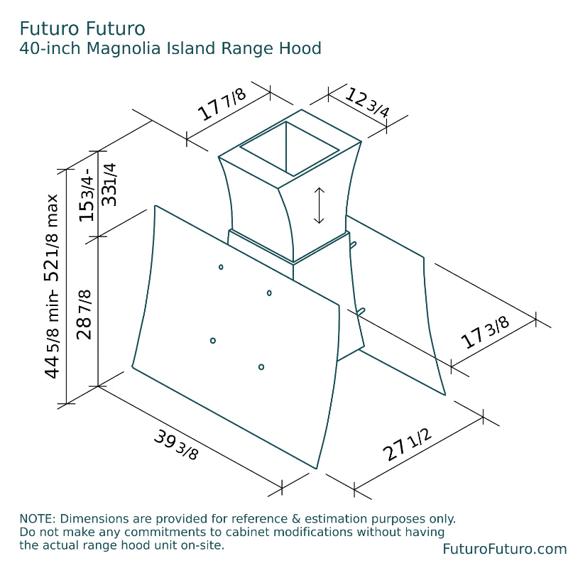 Futuro Magnolia 40 in. 940 CFM Stainless Steel Island Mount Range Hood | IS40MAGNOLIA