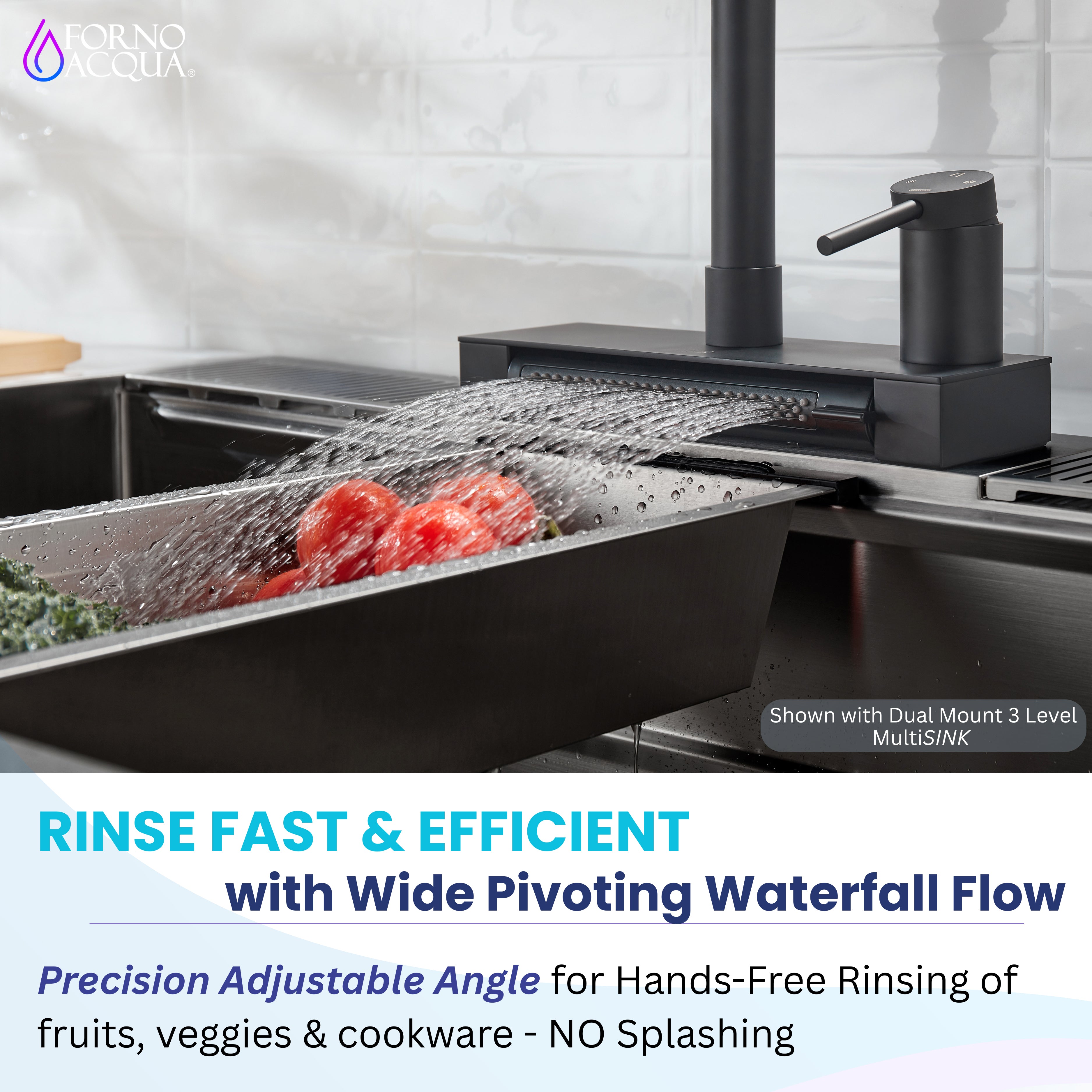 FORNO ACQUA 4 function pull-Down Waterfall Kitchen Faucet