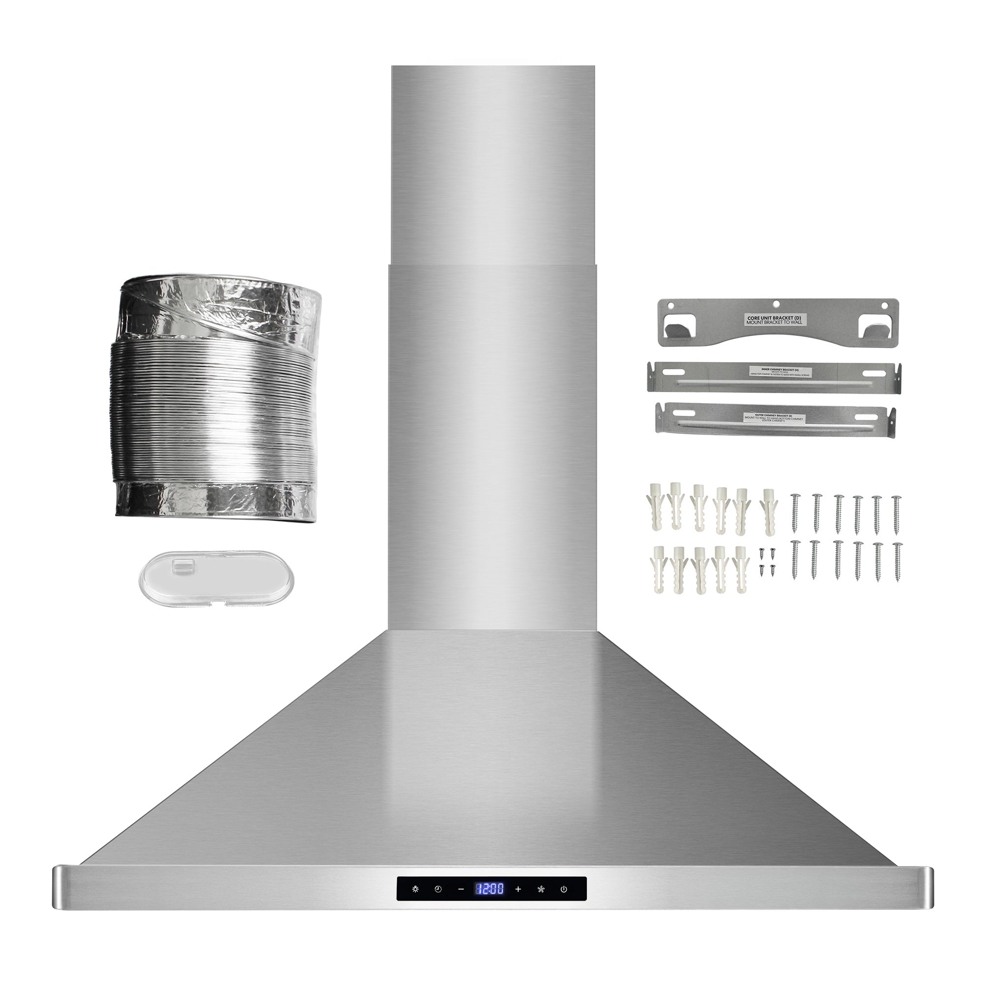 Cosmo Vista 30 in. 380 CFM Ductless Stainless Steel Wall Mount Range Hood, Touch Controls | COS-63175S-DL