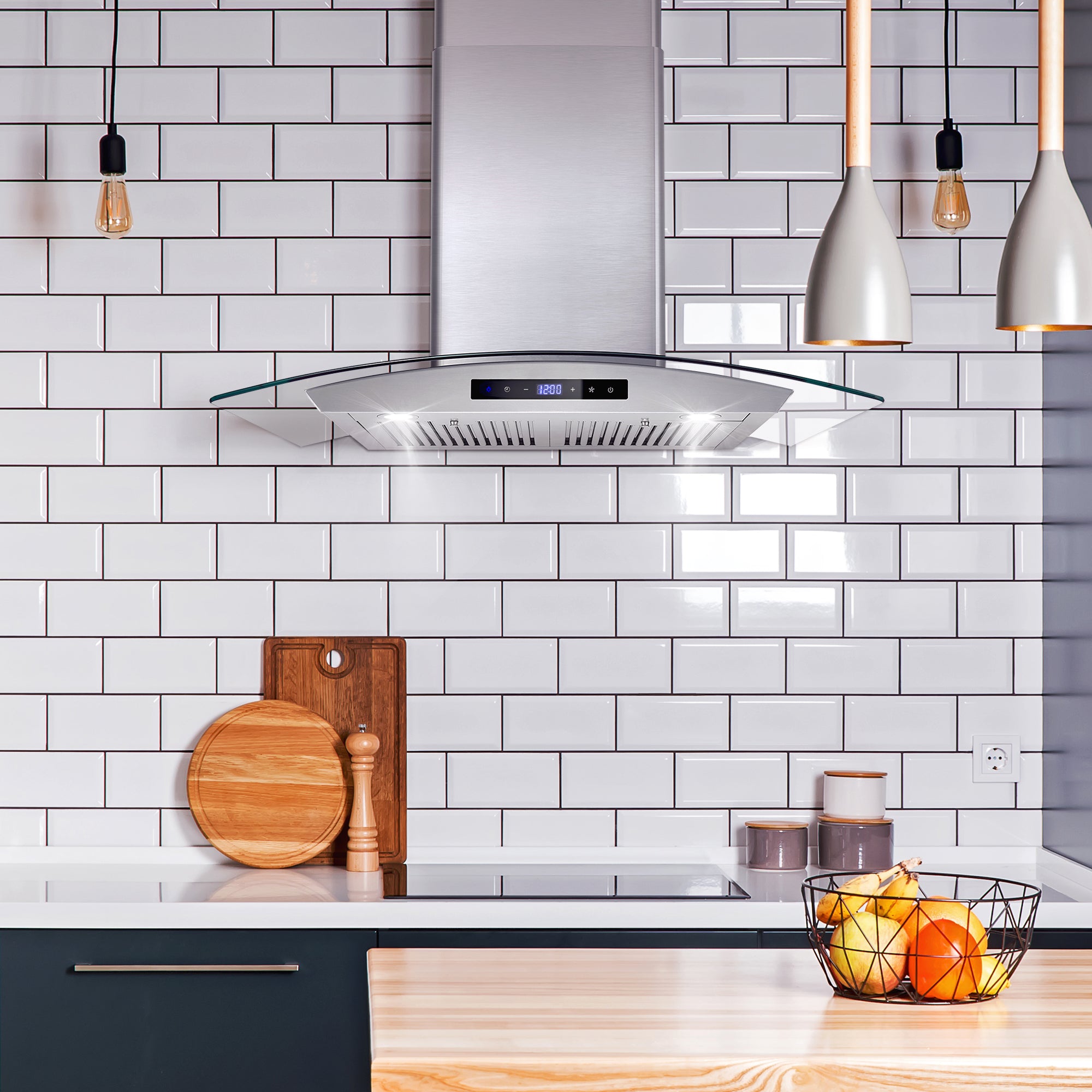 Cosmo Vista 30 in. 380 CFM Ductless Stainless Steel Wall Mount Range Hood, Touch Controls | COS-668AS750-DL