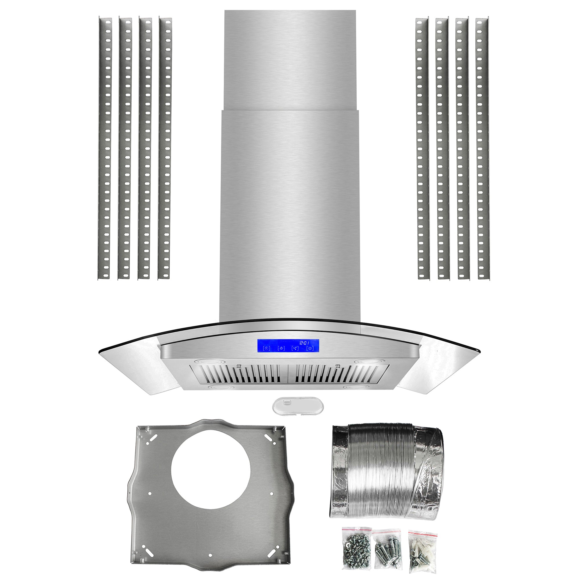 Cosmo Lumin 30 in. 380 CFM Ductless Stainless Steel Island Mount Range Hood, Touch Controls | COS-668ICS750-DL