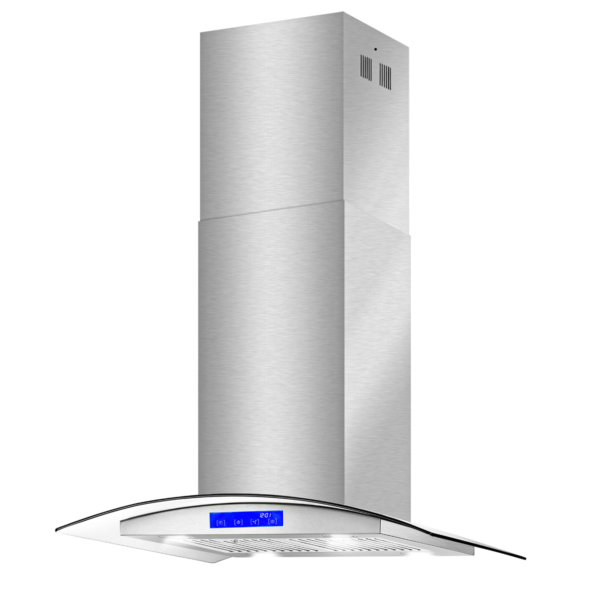 Cosmo Lumin 30 in. 380 CFM Ductless Stainless Steel Island Mount Range Hood, Touch Controls | COS-668ICS750-DL