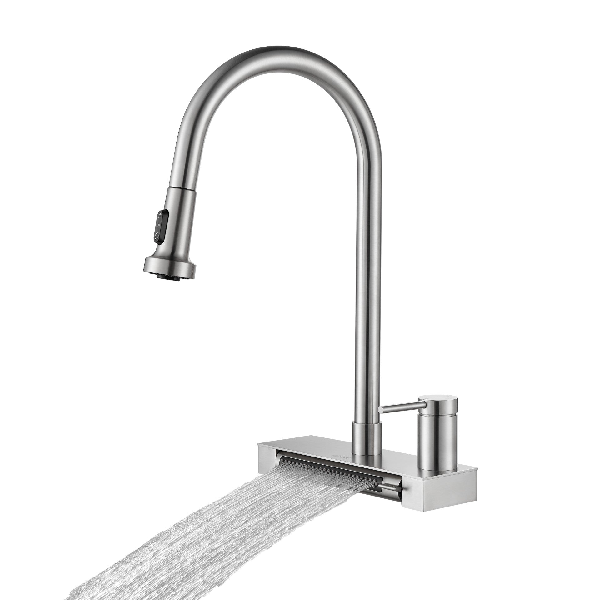 FORNO ACQUA 4 Function Waterfall Pull-Down Kitchen Faucet Brushed Nickel
