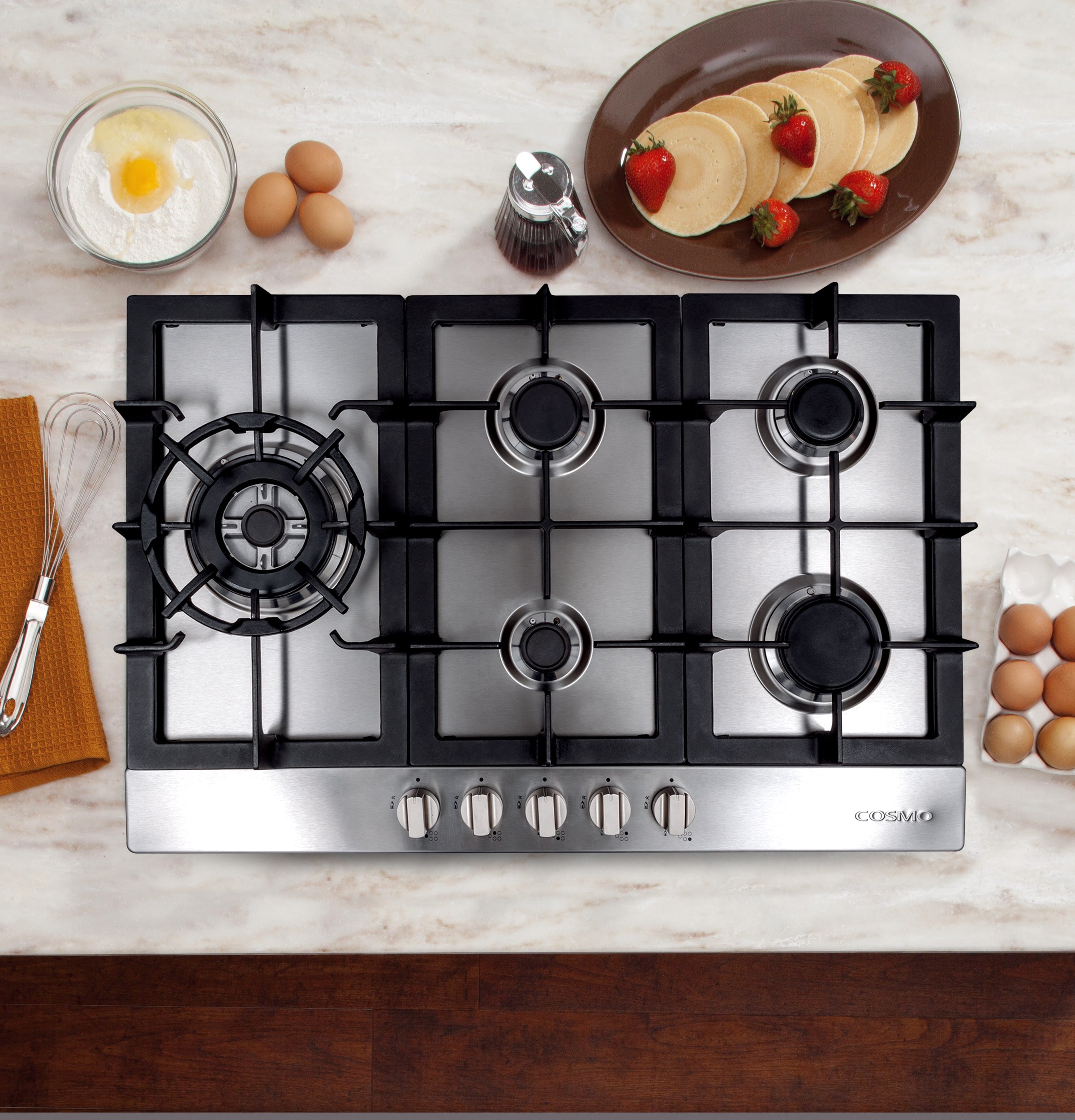 Cosmo 30 in. Stainless Steel Gas Cooktop with 5 Brass Burners | COS-850SLTX-E
