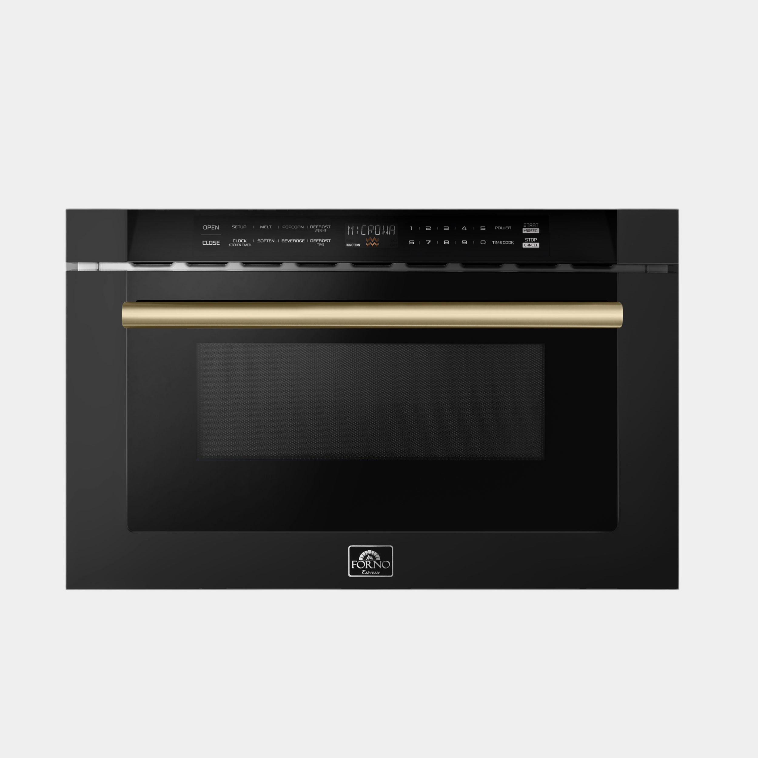 Forno Capoliveri Espresso 24-Inch Microwave Drawer, Black, 1.2 cu.ft, 1000 Watts, Built-In, Touch Control LCD Display, Auto-Touch Open/Close, 11 Power Levels, Sensor Cooking