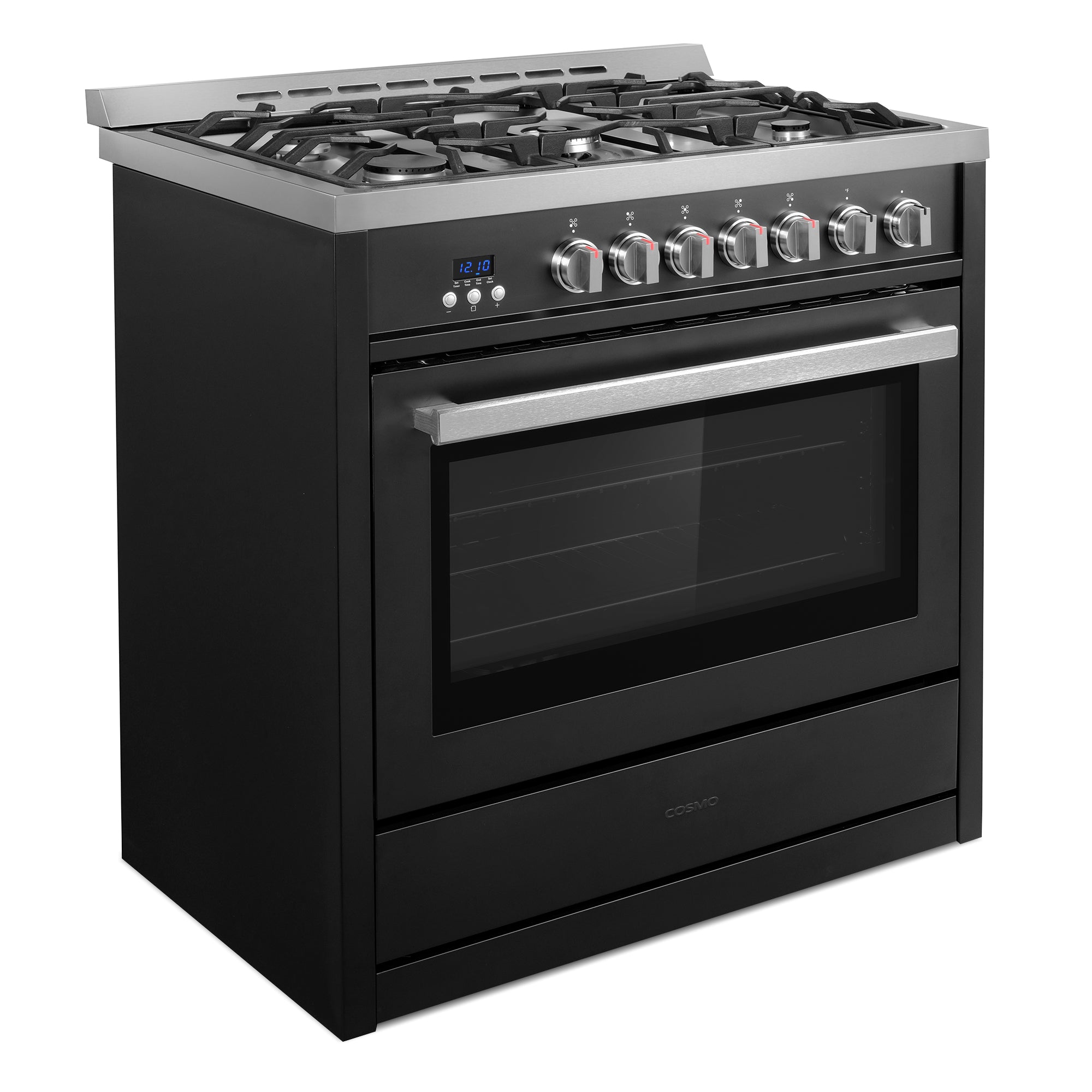 Cosmo Nebula 36 in. 3.8 cu. ft. 5-Burner Black Gas Range with Storage Drawer | COS-965AGC-BKS