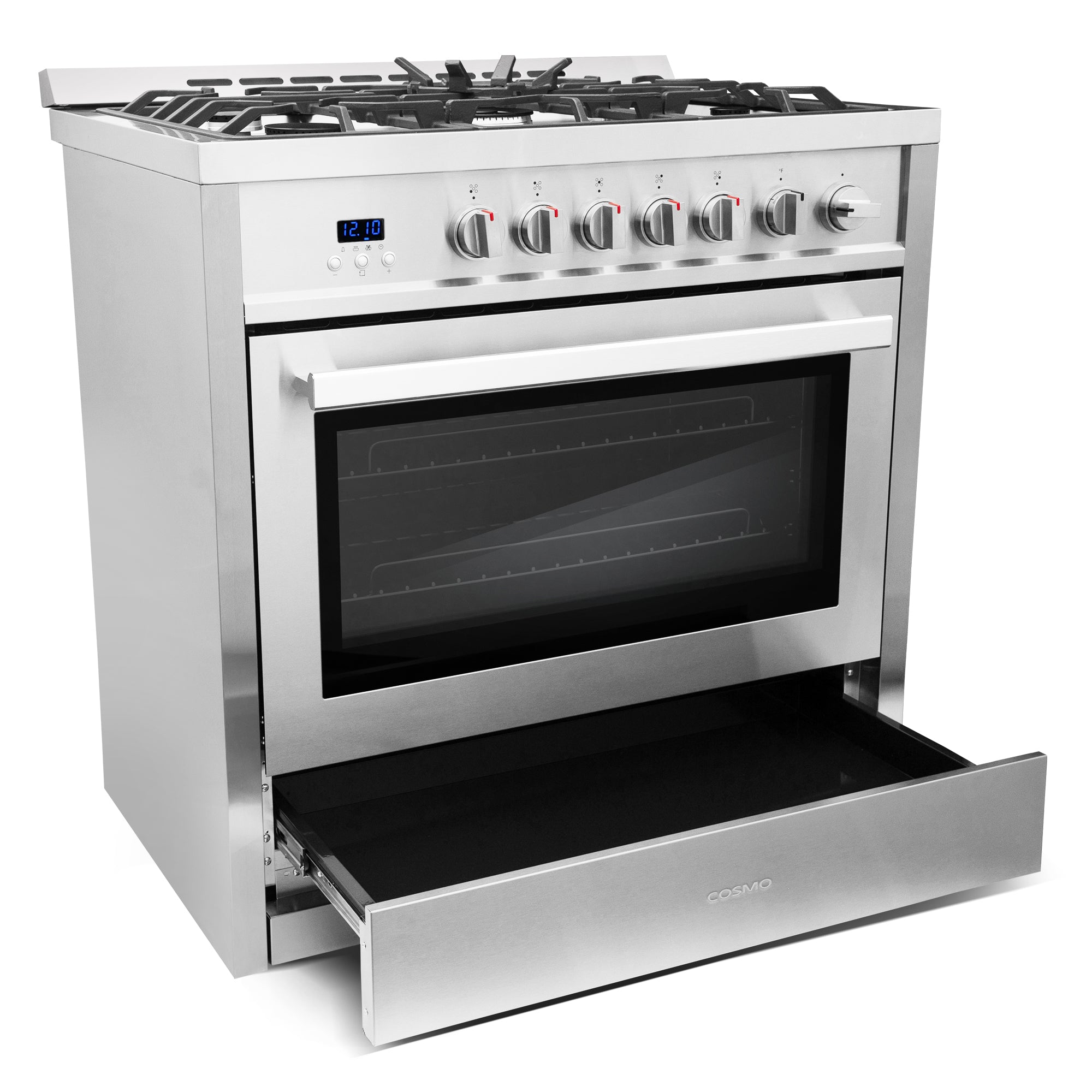 Cosmo Nebula 36 in. 3.8 cu. ft. 5-Burner Stainless Steel Gas Range with Storage Drawer | COS-965AGC