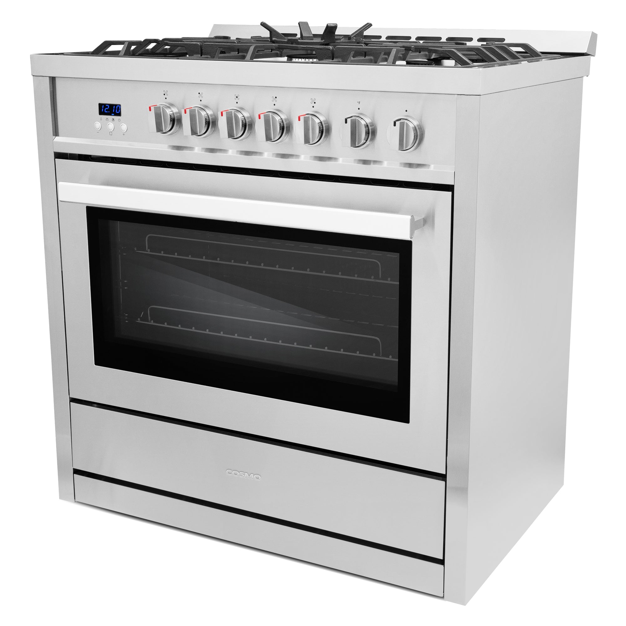 Cosmo Nebula 36 in. 3.8 cu. ft. 5-Burner Stainless Steel Gas Range with Storage Drawer | COS-965AGC
