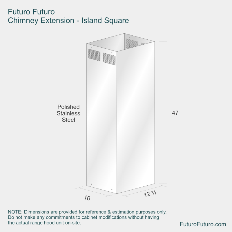 Futuro Chimney Extension for Streamline Island Mount Range Hoods