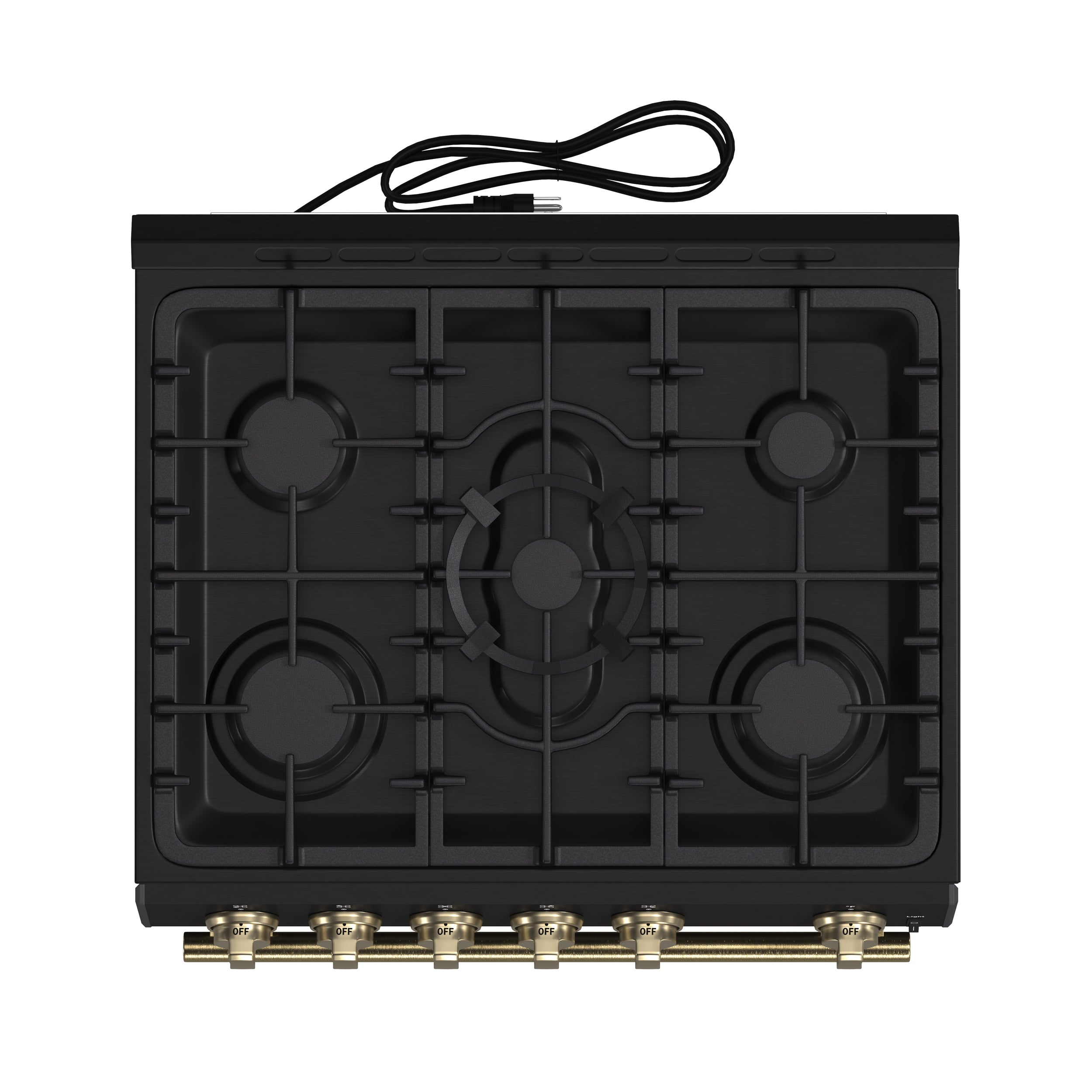 Forno Espresso Leonardo 30 in. 5 cu. ft. 5-Burner Black Gas Range with Antique Brass Accents | FFSGS1116-30BLK