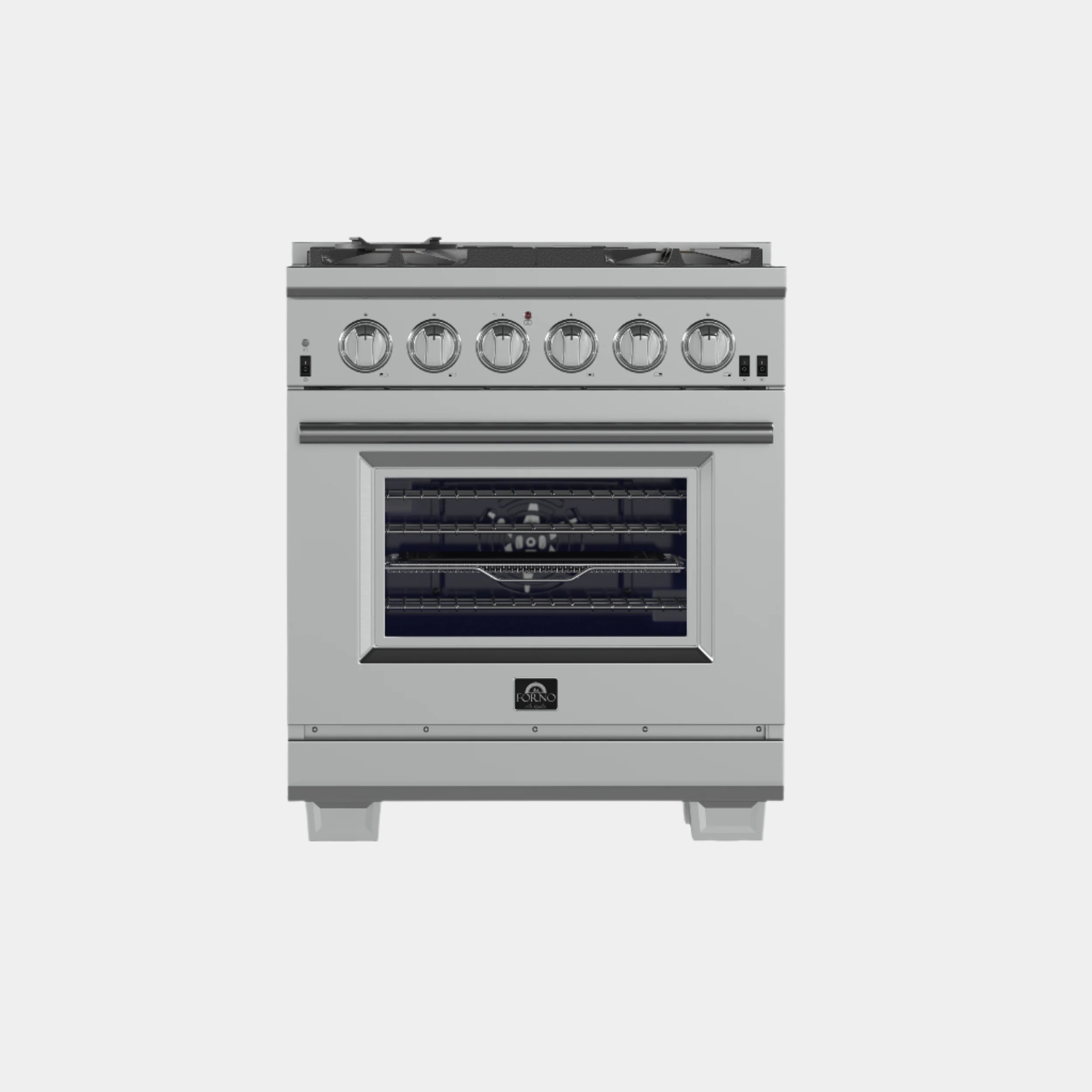 Forno Capriasca 30-Inch Freestanding Gas Range, 4 Burners, True Convection Oven