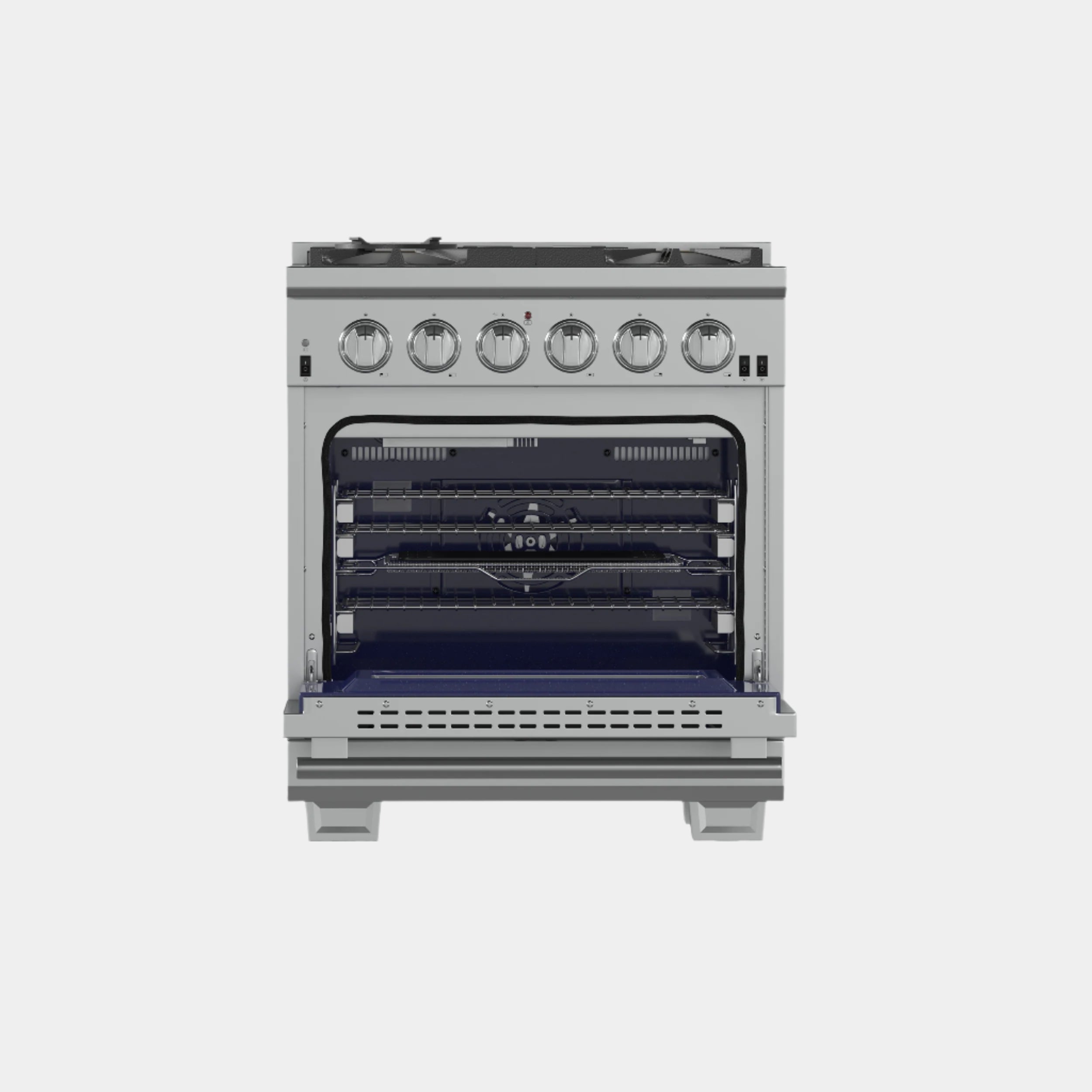 Forno Capriasca 30-Inch Freestanding Gas Range, 4 Burners, True Convection Oven