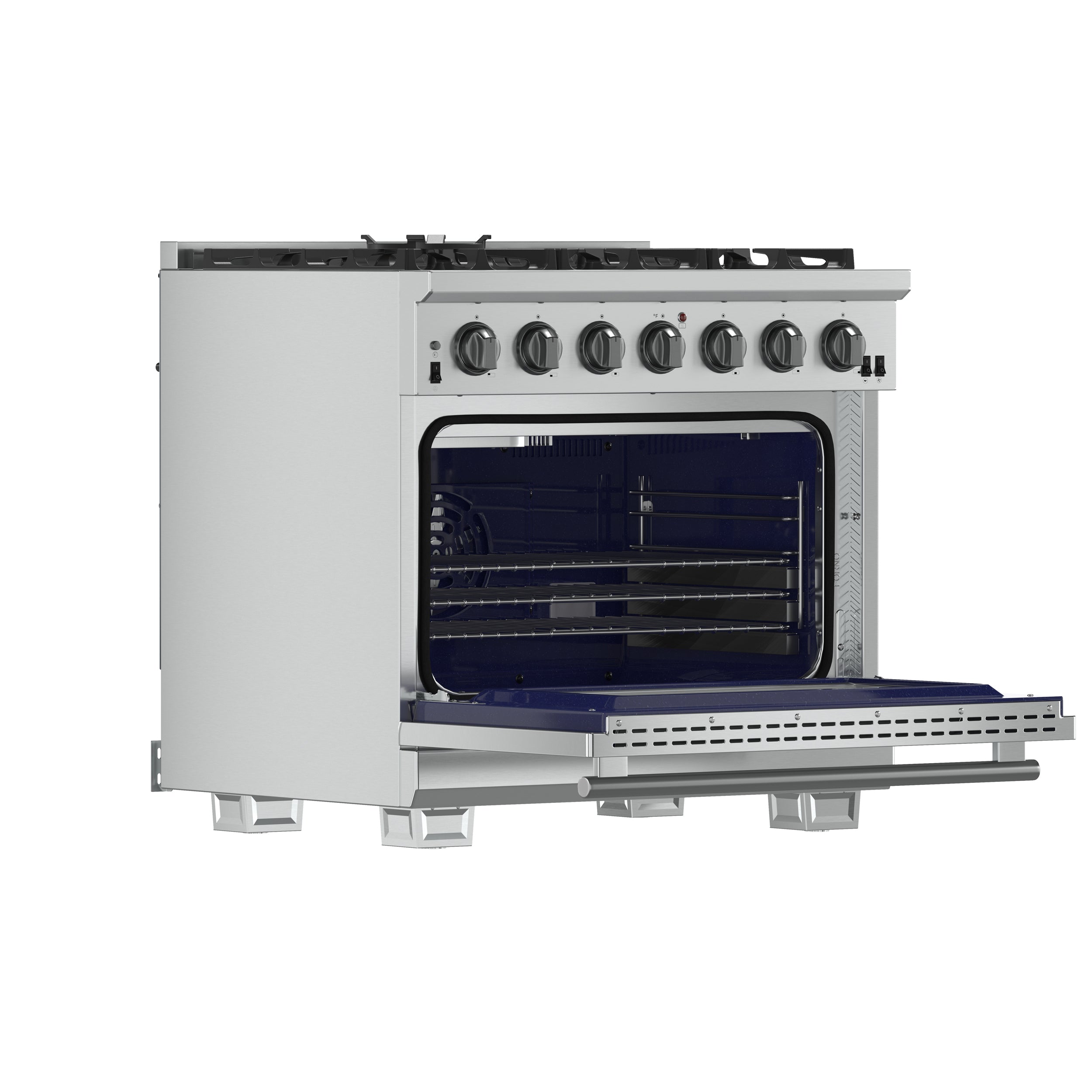 Forno Capriasca 36 in. 5.36 cu. ft. 6-Burner Stainless Steel Gas Range with Brass Burners | FFSGS6260-36