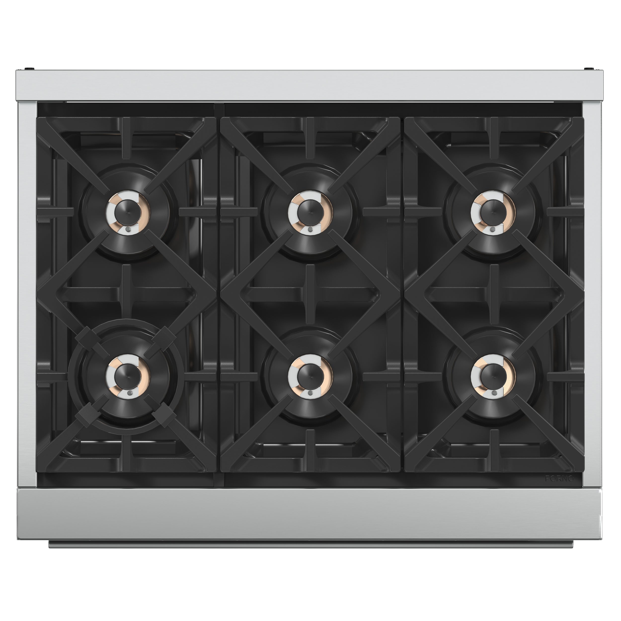 Forno Capriasca 36-Inch Gas Range, Stainless Steel, 6 Brass Burners, 120,000 BTU, Convection Oven, Energy Efficient