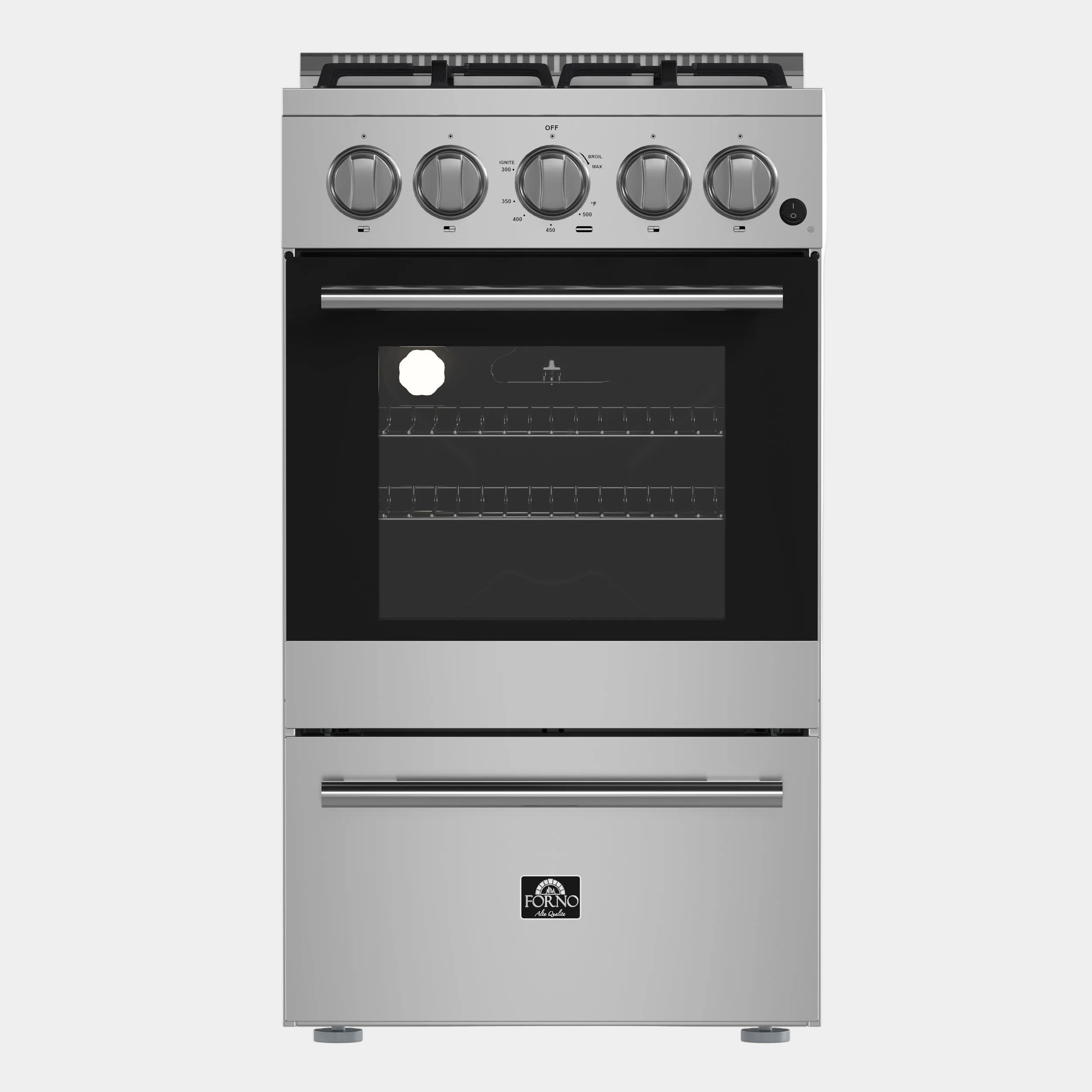 Forno Lamazze 20 in. 2.05 cu.ft. Stainless Steel Gas Range with 4 Burners and Storage Drawer | FFSGS6265-20