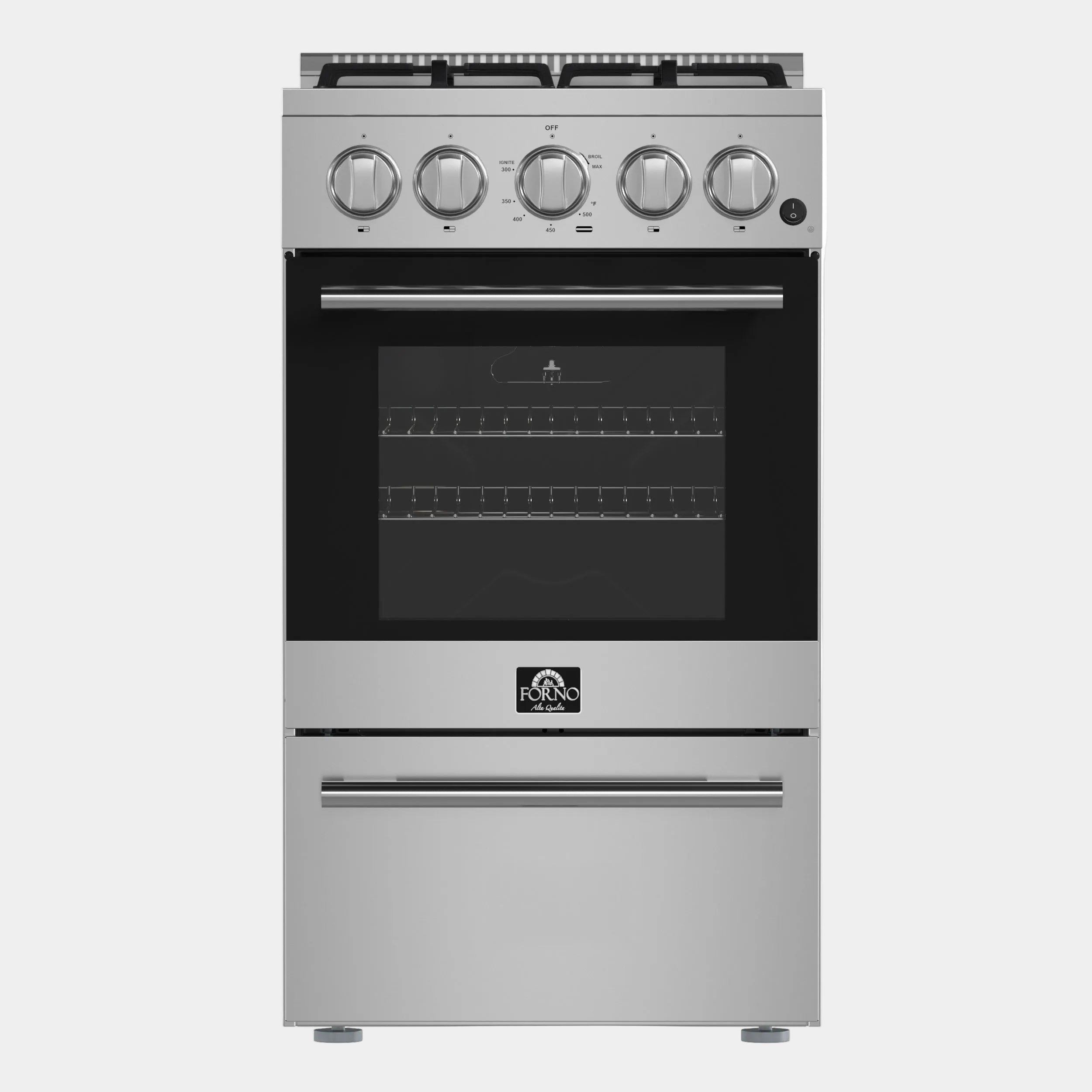 Forno Lamazze 20 in. 2.05 cu.ft. Stainless Steel Gas Range with 4 Burners and Storage Drawer | FFSGS6265-20