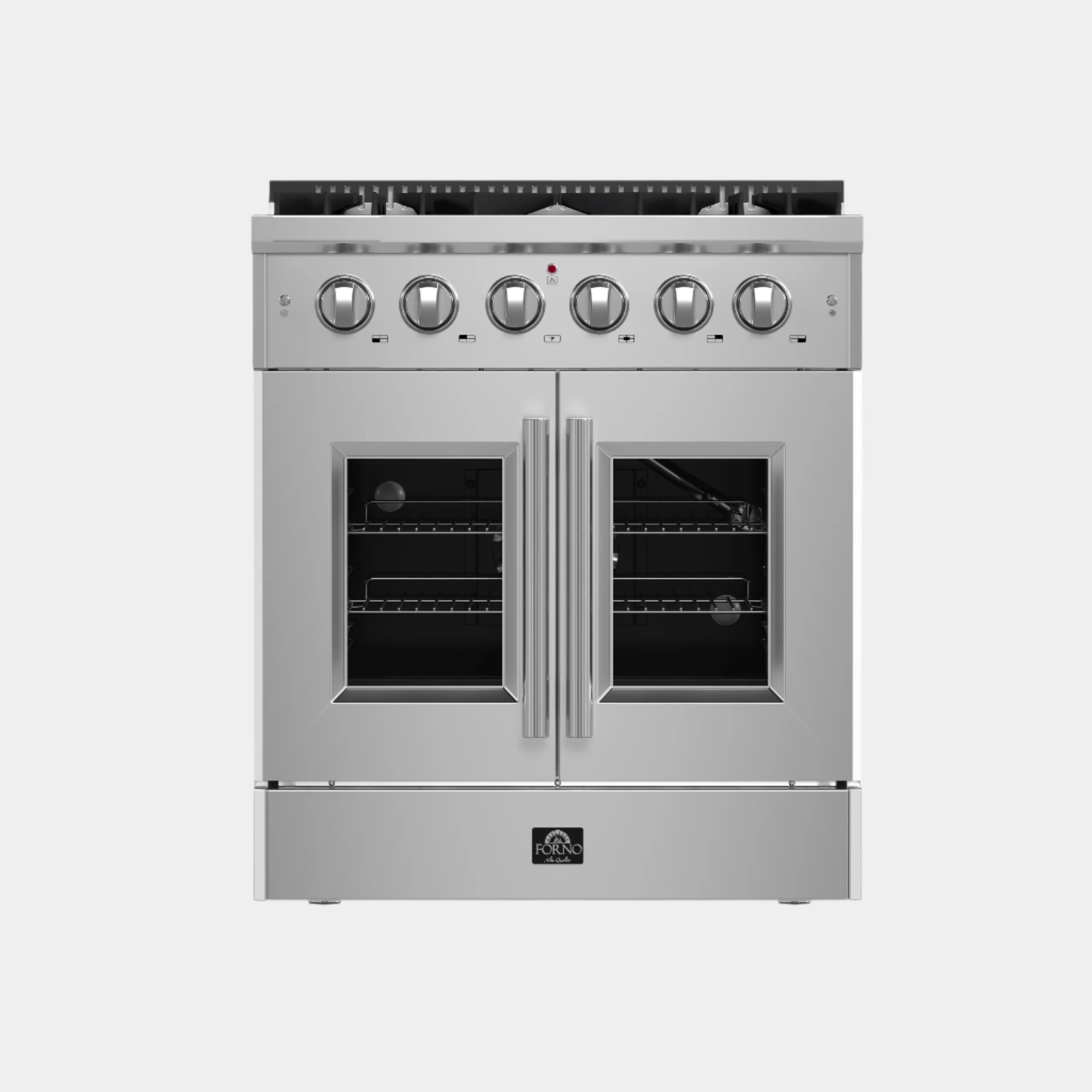 Forno Galiano 30-Inch Freestanding French Door Gas Range, 4 Burners, Convection Oven, Energy Efficient