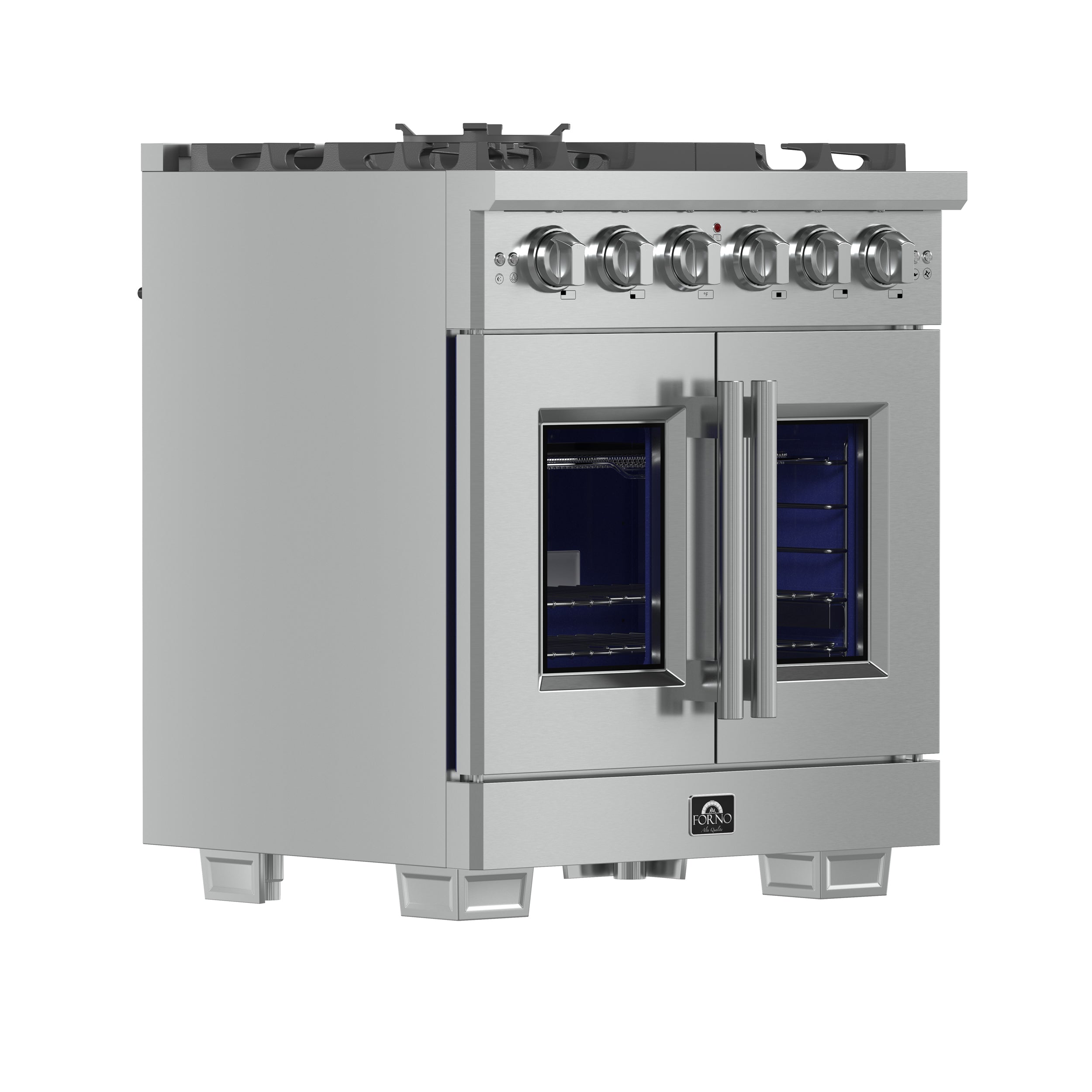 Forno Capriasca 30 in. 4.32 cu. ft. 5-Burner Stainless Steel French Door Gas Range with Brass Burners | FFSGS6460-30