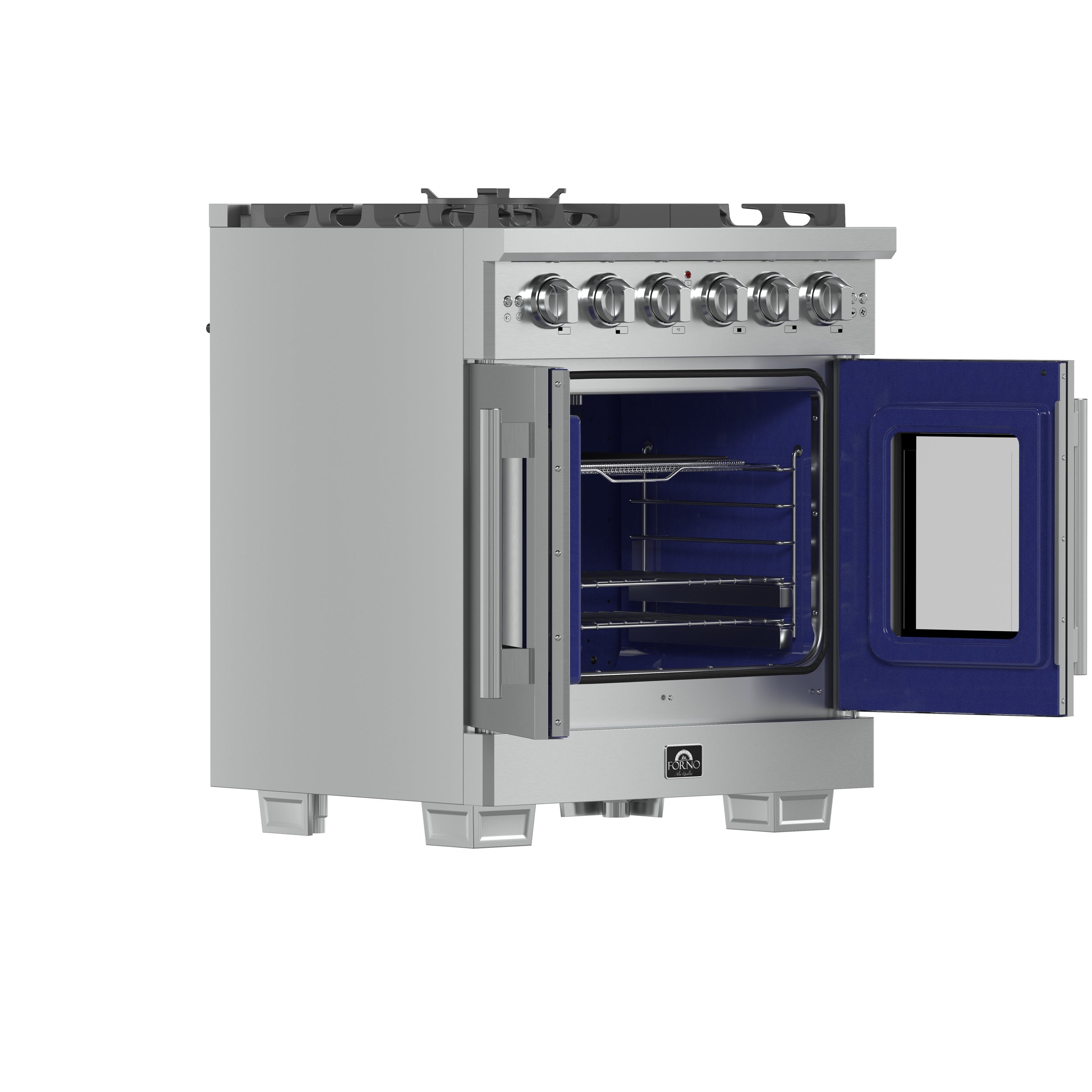 Forno Capriasca 30 in. 4.32 cu. ft. 5-Burner Stainless Steel French Door Gas Range with Brass Burners | FFSGS6460-30