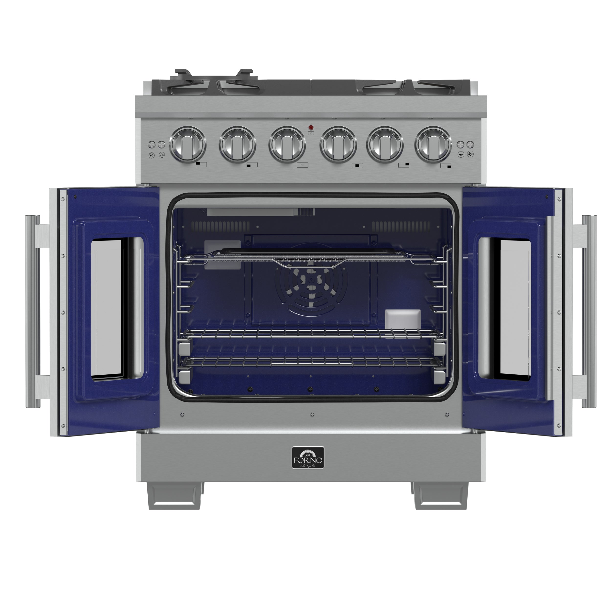 Forno Capriasca 30 in. 4.32 cu. ft. 5-Burner Stainless Steel French Door Gas Range with Brass Burners | FFSGS6460-30