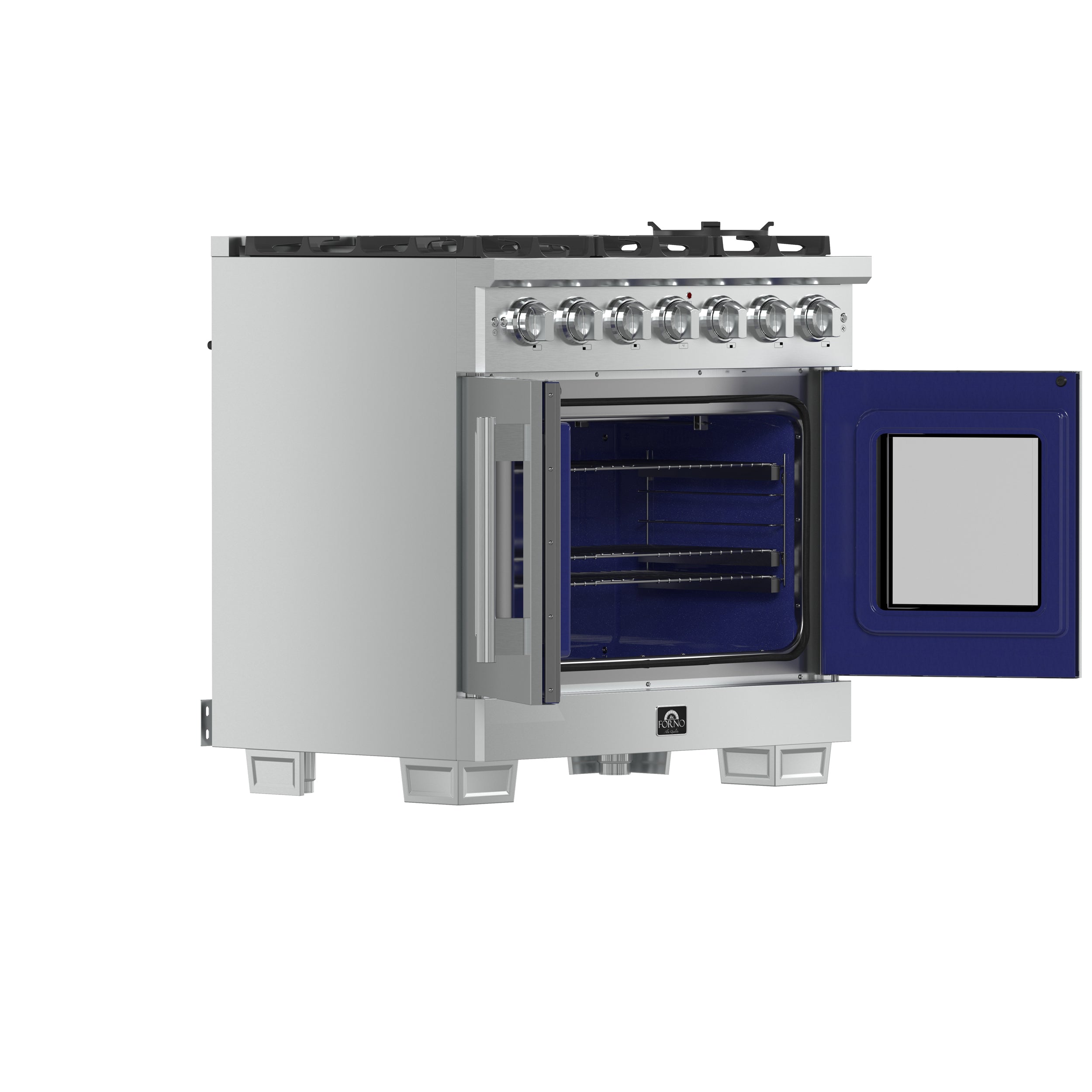 Forno Capriasca 36 in. 5.36 cu. ft. 6-Burner Stainless Steel French Door Gas Range with Brass Burners | FFSGS6460-36