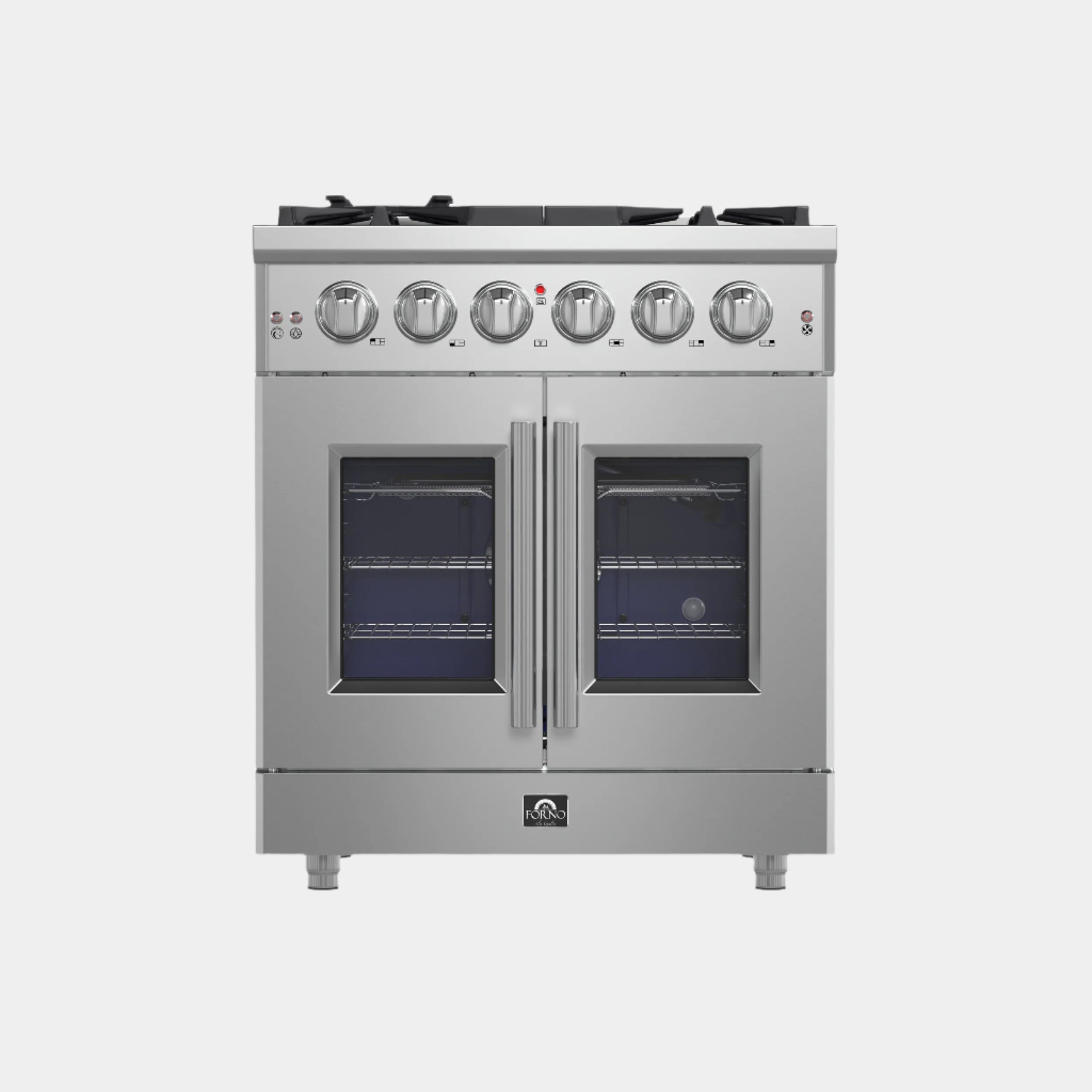 Forno Massimo 30-Inch Freestanding French Door Gas Range, 4 Burners, Convection Oven, Energy Efficient
