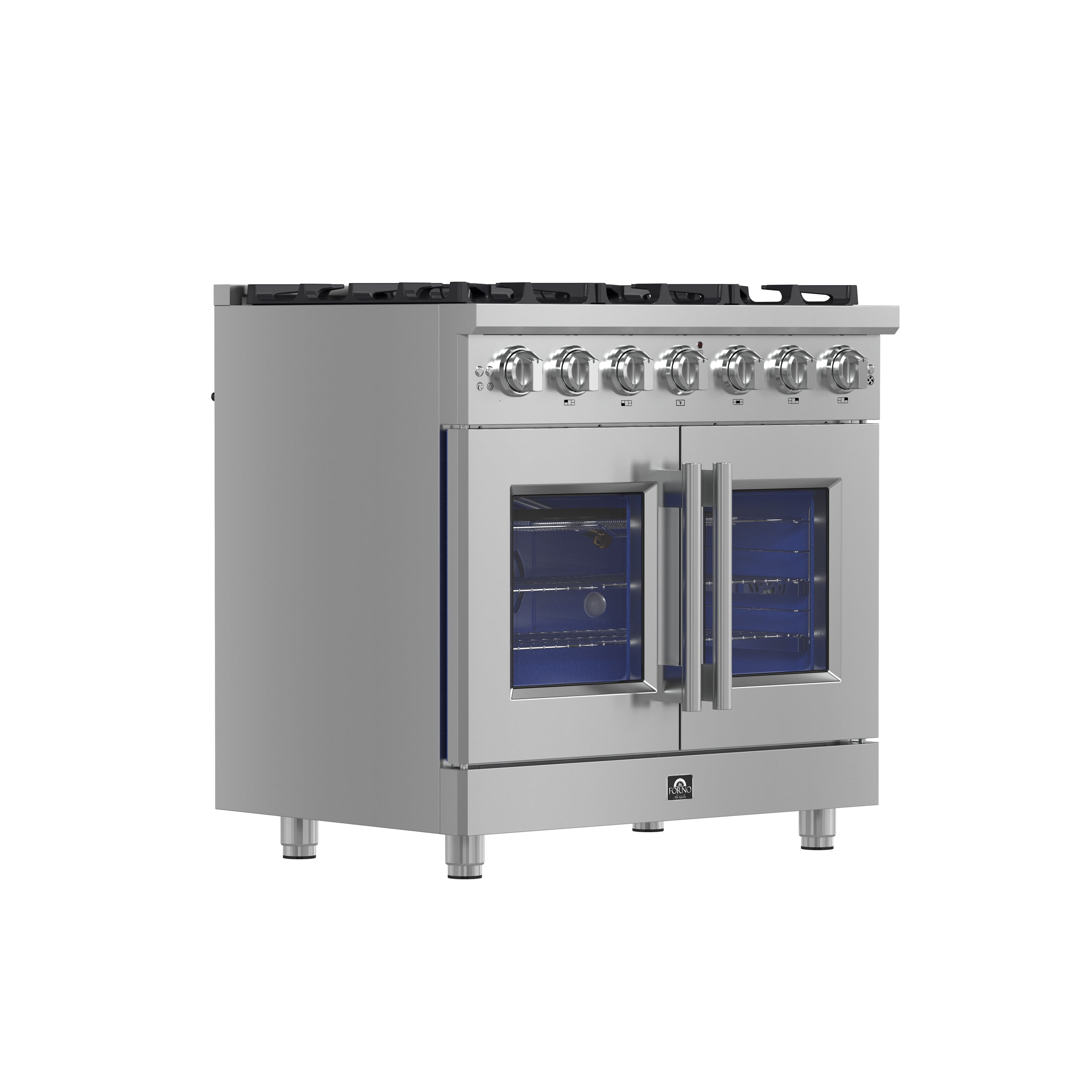 Forno Massimo 36 in. 5.36 cu. ft. 6-Burner Stainless Steel French Door Gas Range | FFSGS6439-36