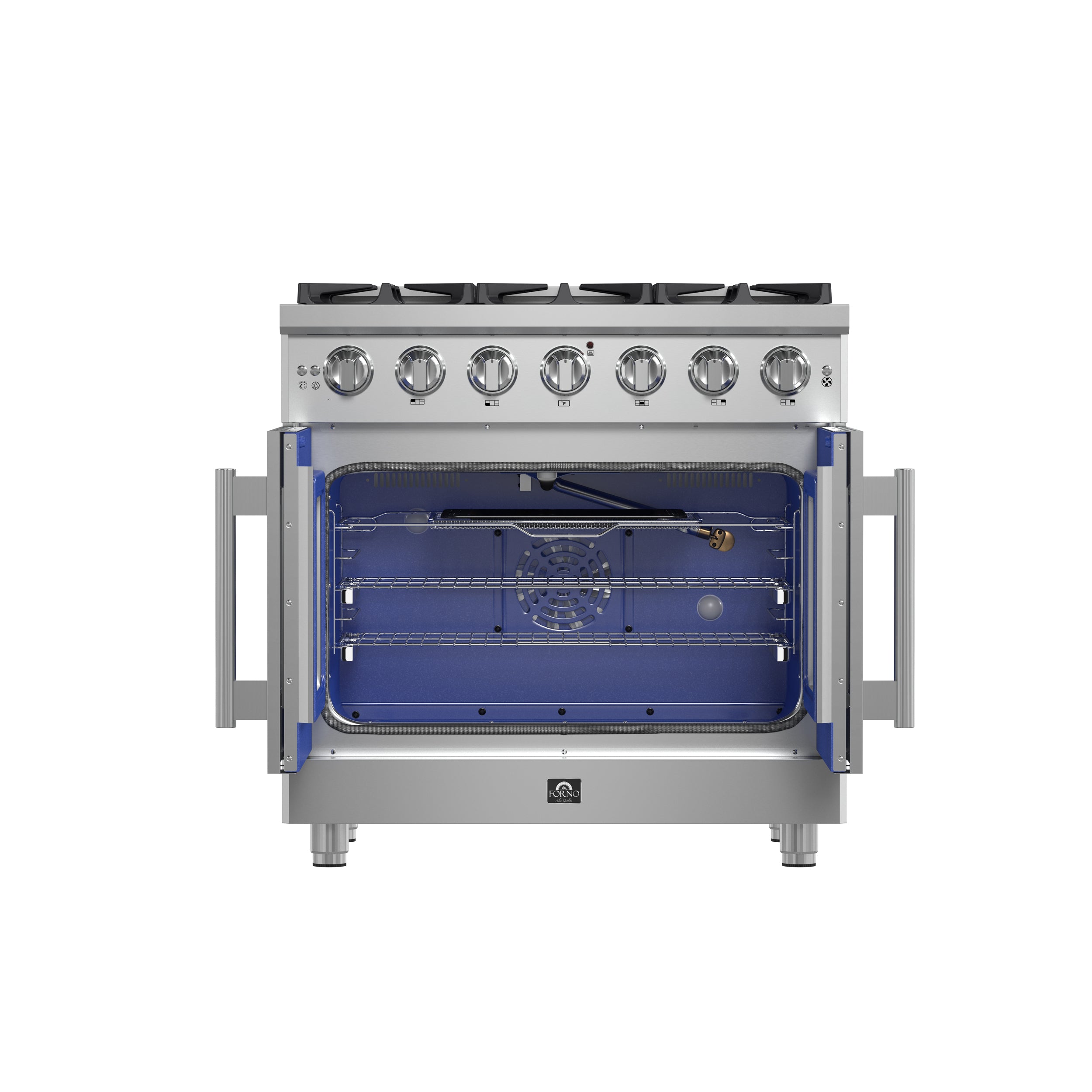 Forno Massimo 36 in. 5.36 cu. ft. 6-Burner Stainless Steel French Door Gas Range | FFSGS6439-36