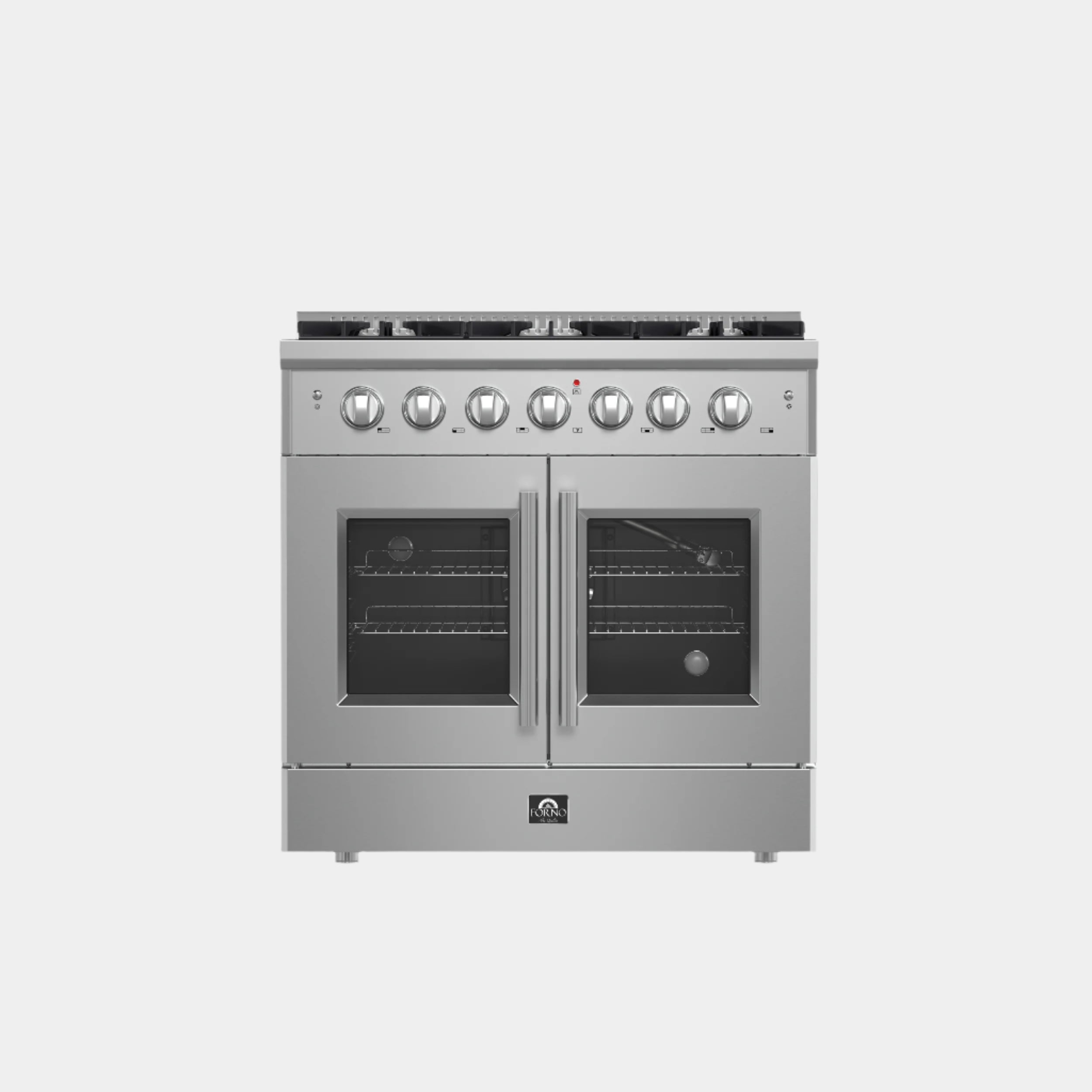 Forno Galiano 36-Inch Freestanding French Door Gas Range, 6 Burners, Convection Oven, Energy Efficient