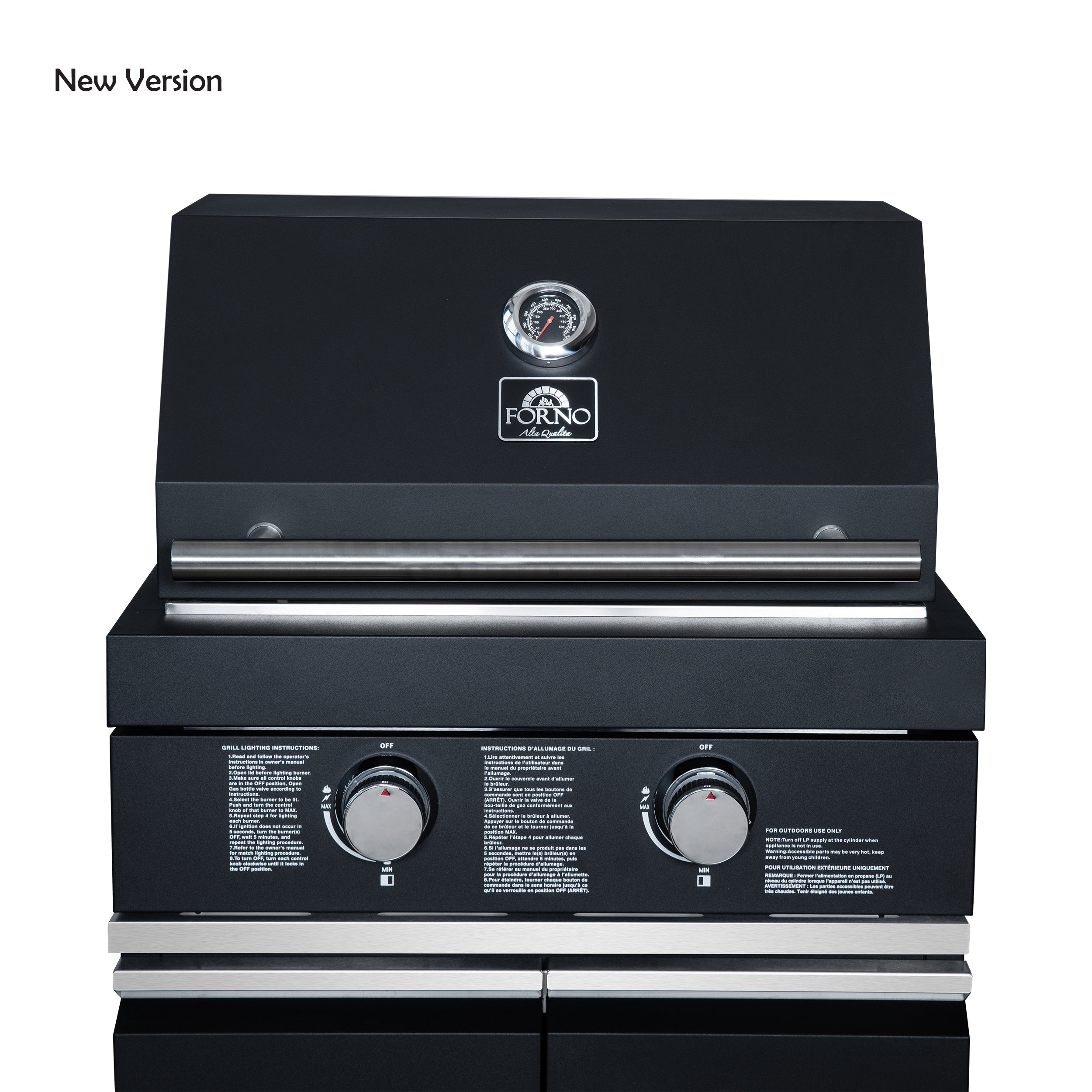 Forno All’Aperto 99,600 BTU Outdoor Kitchen, 5 Burners, Infrared Burners, Side Burner, Black Sintered Stone Countertops, Gas Pizza Oven, Sink Module, Bar & Beverage Center