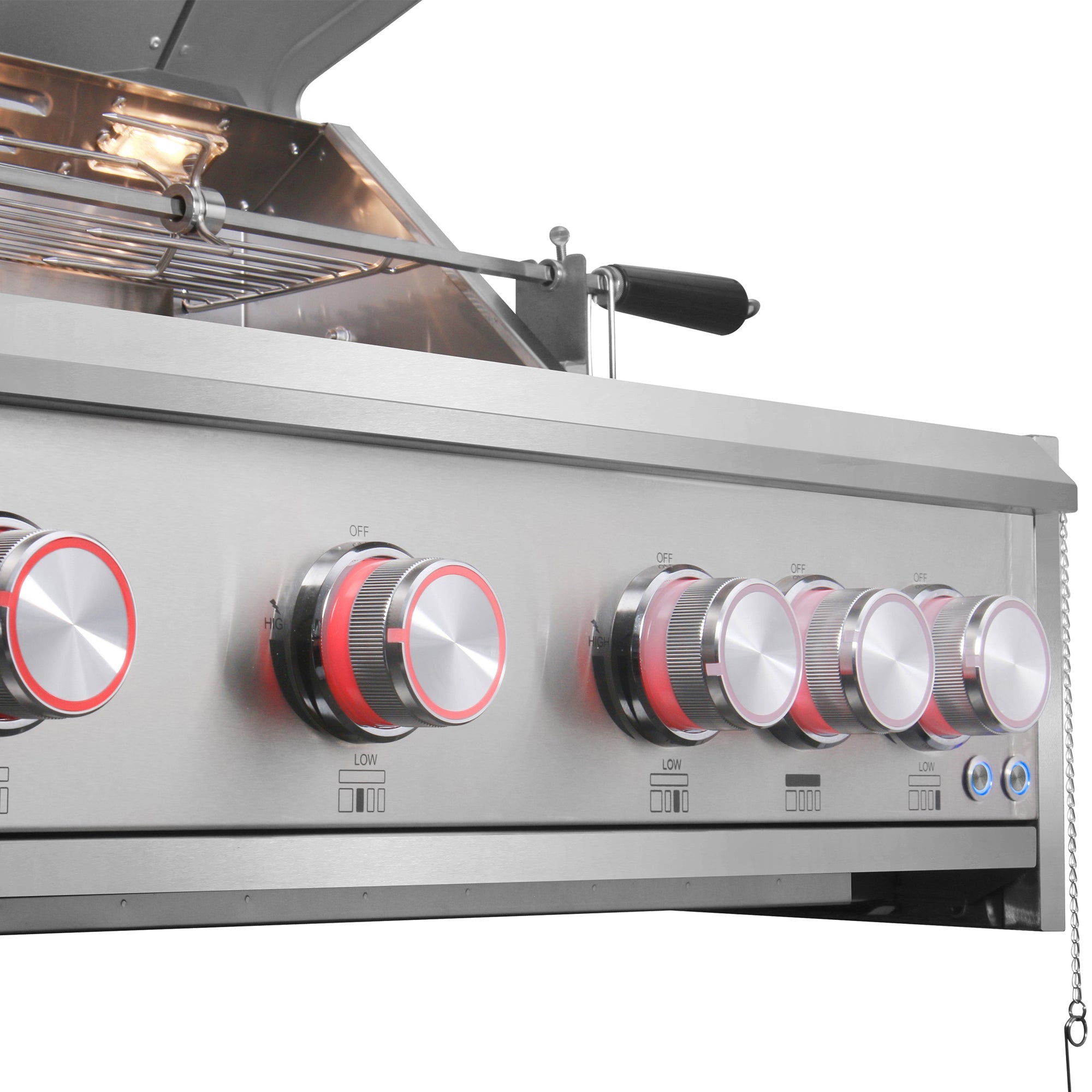 Cosmo 32 in. 5-Burner Stainless Steel Propane Gas Grill with Rotisserie and LED Knobs | COS-BGGN325K