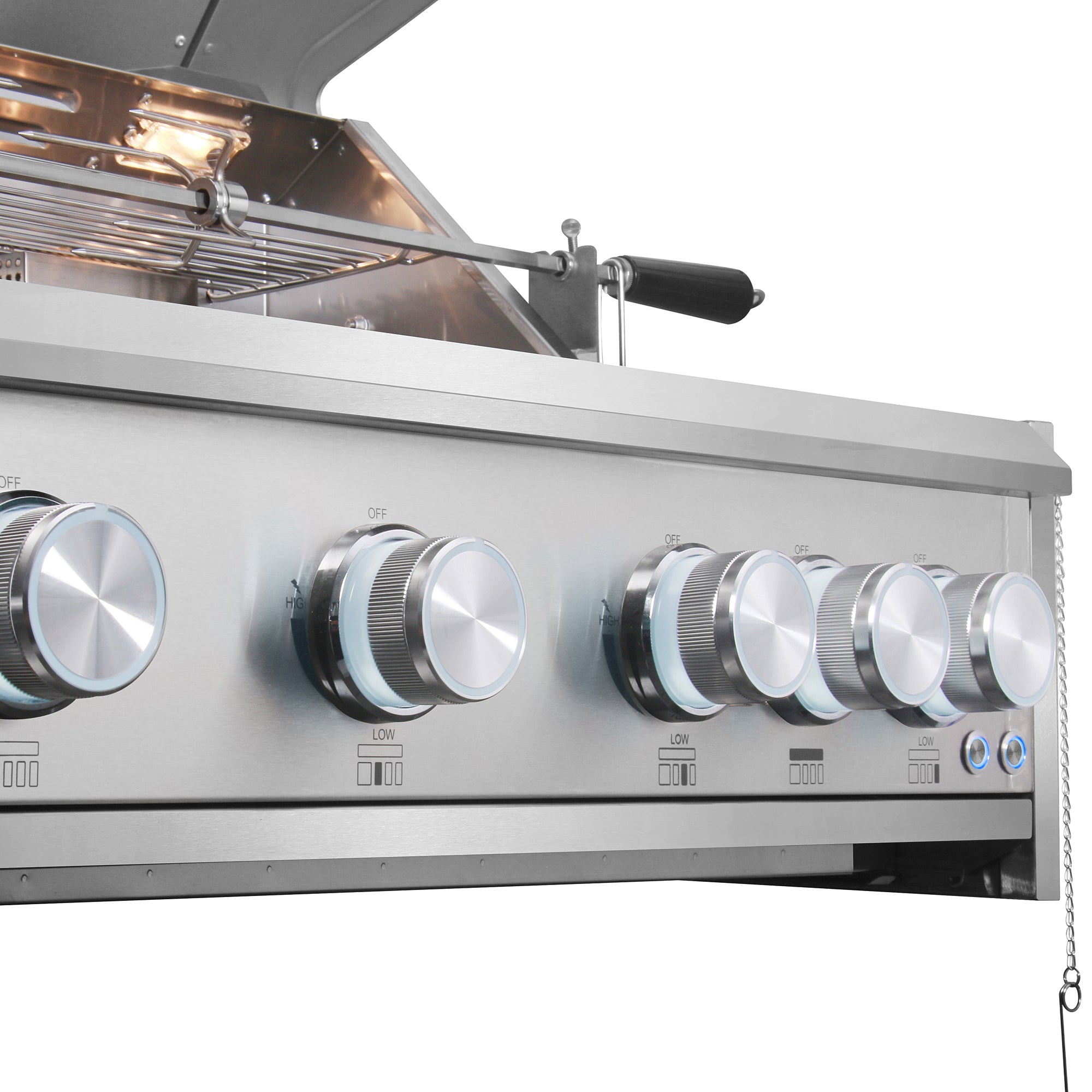 Cosmo 32 in. 5-Burner Stainless Steel Propane Gas Grill with Rotisserie and LED Knobs | COS-BGGN325K