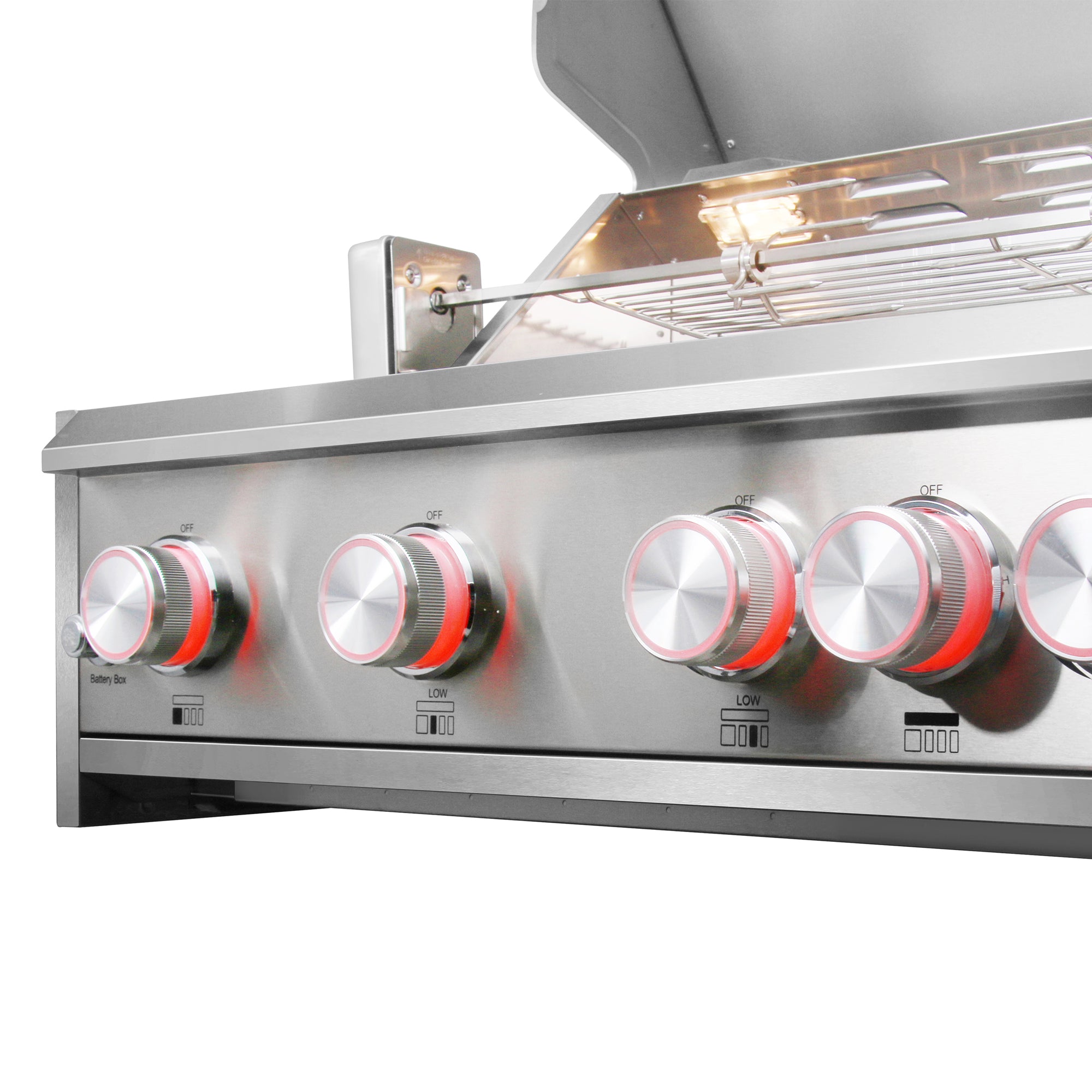Cosmo 32 in. 5-Burner Stainless Steel Propane Gas Grill with Rotisserie and LED Knobs | COS-BGGN325K