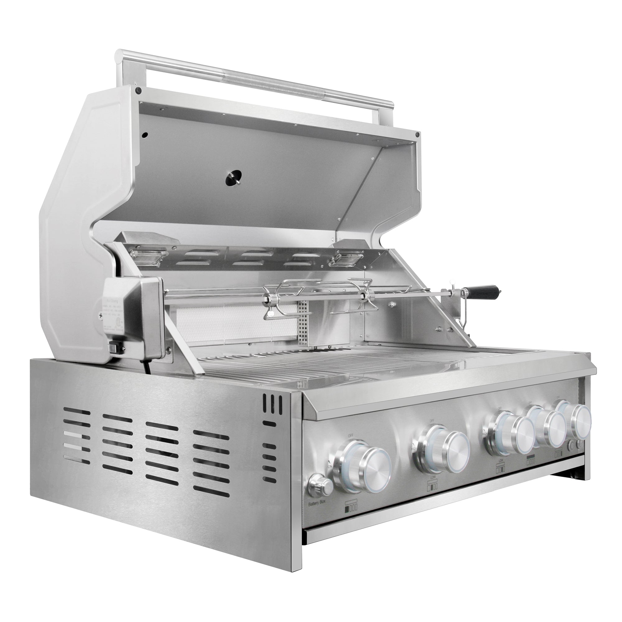 Cosmo 32 in. 5-Burner Stainless Steel Propane Gas Grill with Rotisserie and LED Knobs | COS-BGGN325K