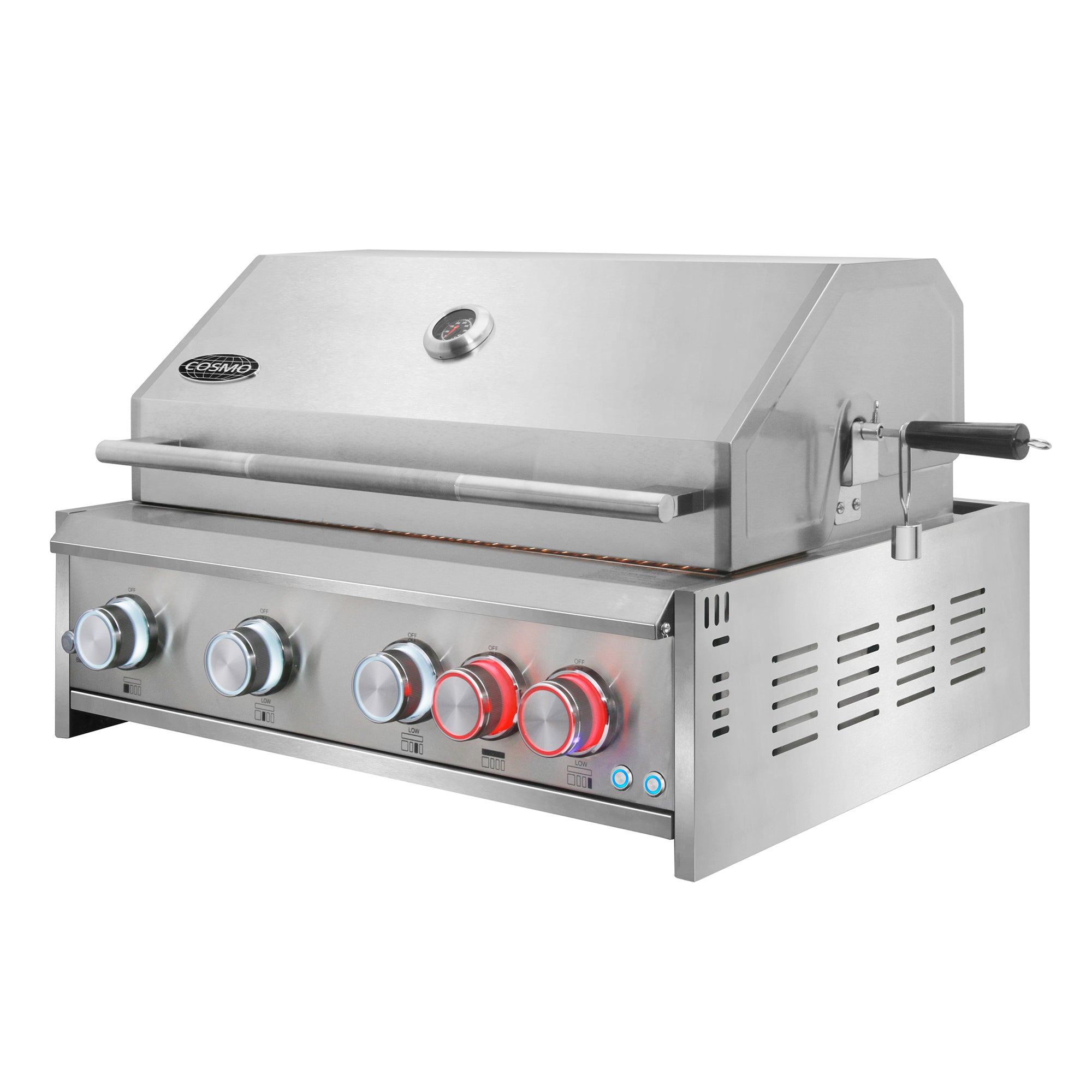 Cosmo 32 in. 5-Burner Stainless Steel Propane Gas Grill with Rotisserie and LED Knobs | COS-BGGN325K