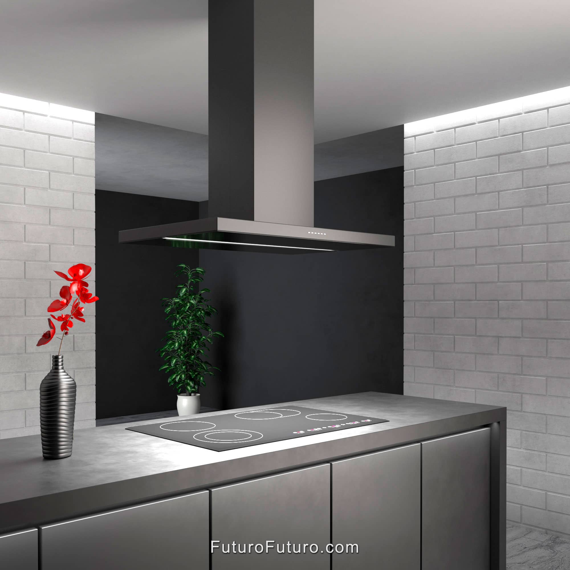 Futuro Viale 36 in. 940 CFM Island Mount Range Hood With Color Options