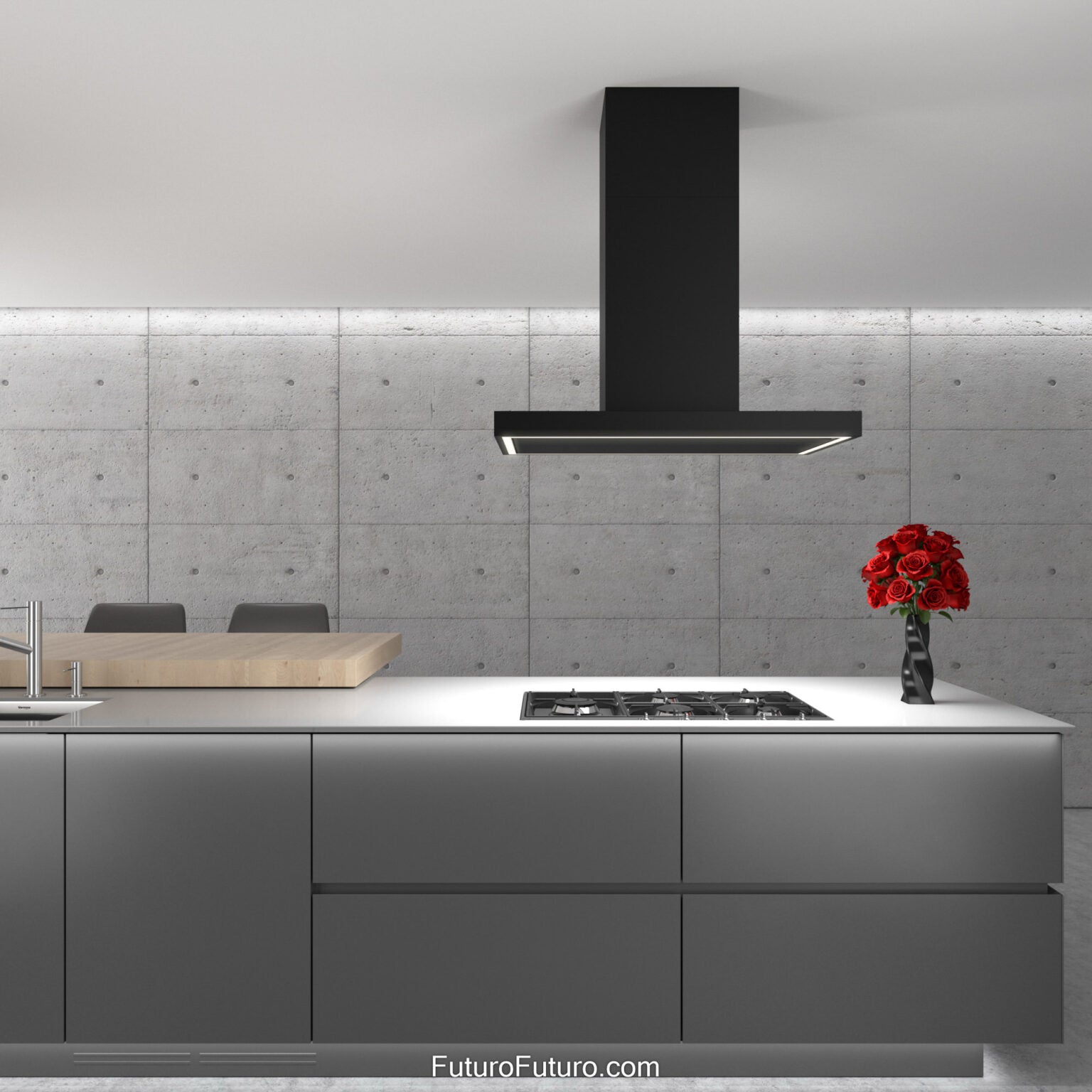 Futuro Turo 36 in. 940 CFM Black Island Mount Range Hood | IS36TURO-BLK