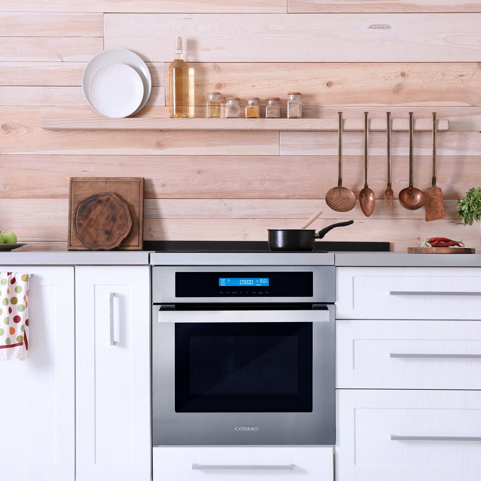 Cosmo Lumin 24 in. 2.9 cu.ft. Stainless Steel Electric Wall Oven with 8 Functions | C106SIX-PT