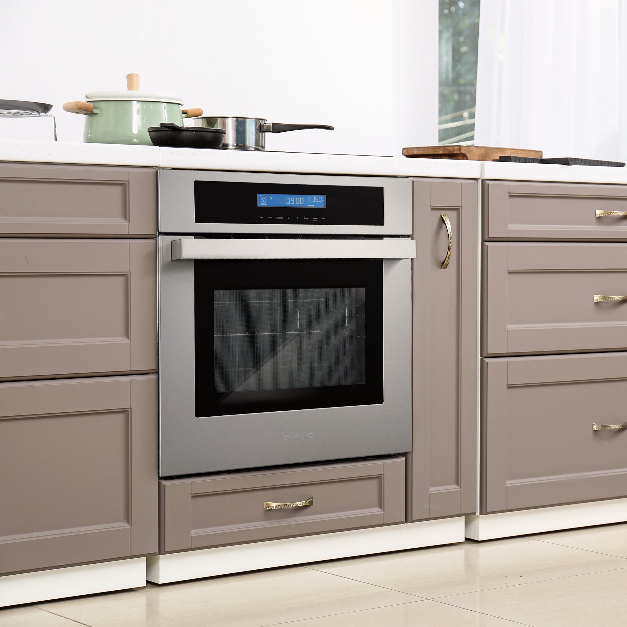 Cosmo Lumin 24 in. 2.9 cu.ft. Stainless Steel Electric Wall Oven with 8 Functions | C106SIX-PT